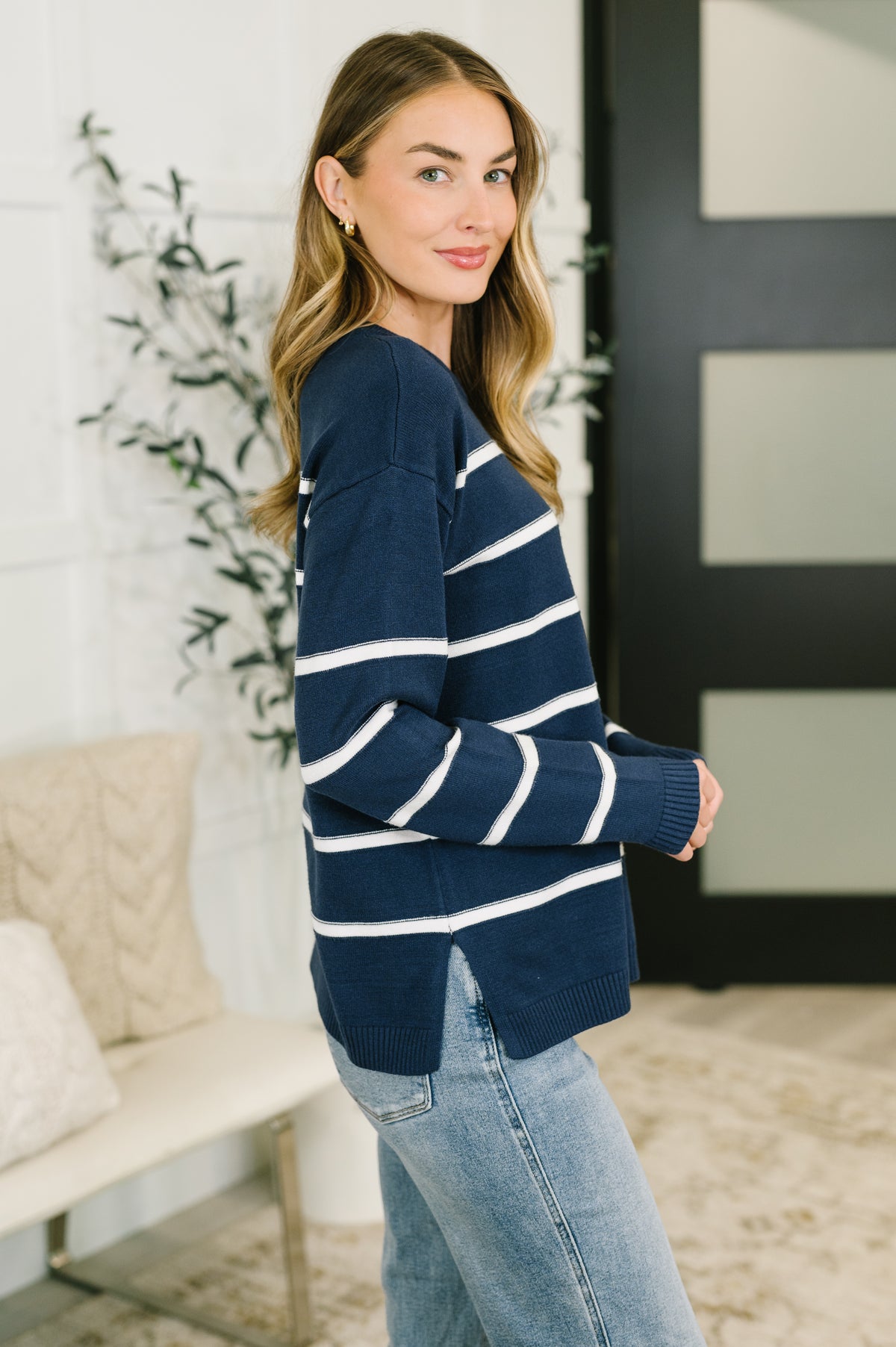 Parallel Lives Drop Shoulder Casual Top in Navy - 9/1/2026