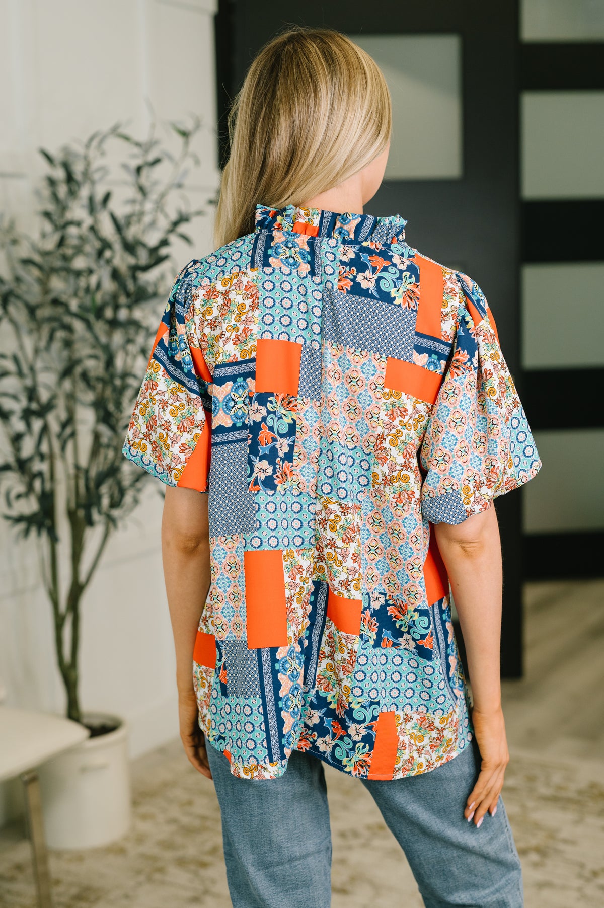 Pardon Me Patchwork Puff Sleeve Blouse - 8/7/2026