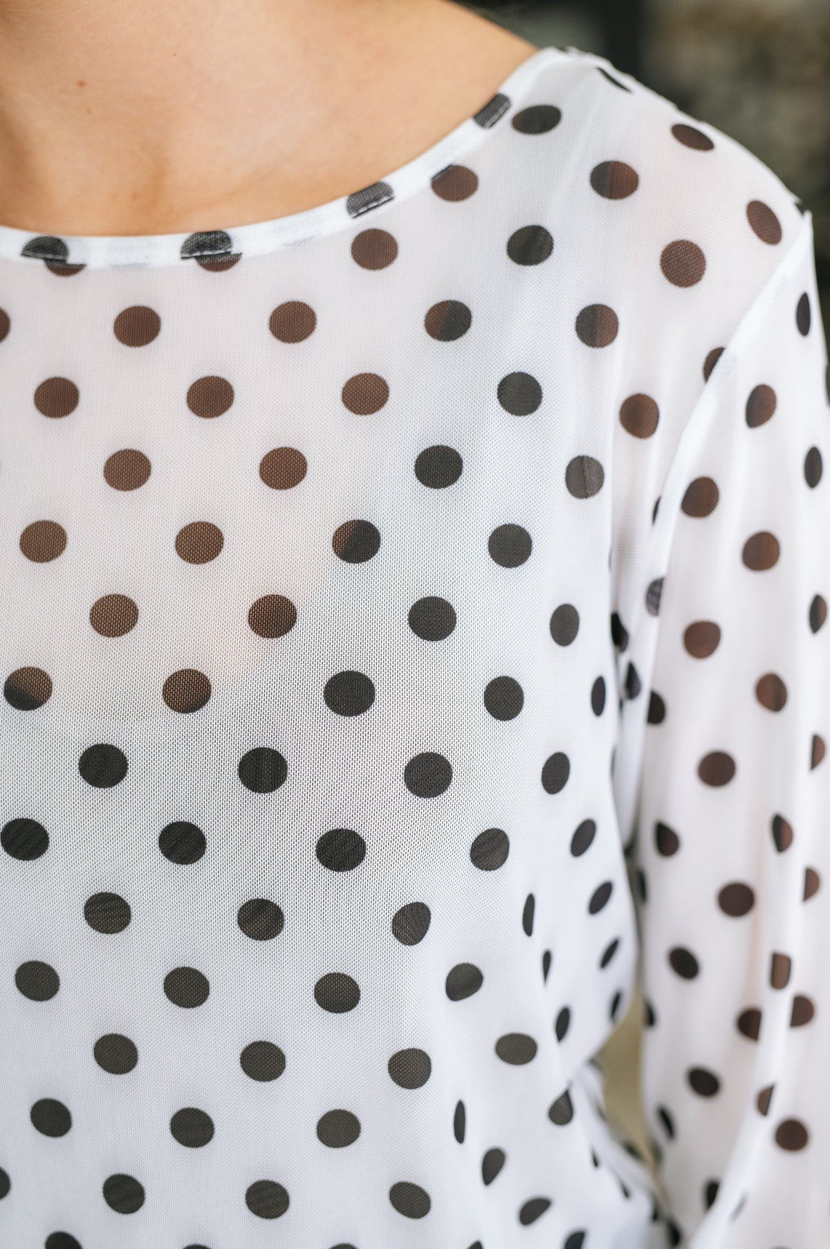 Passively Poise Long Sleeve Top in Polka Dot  - 10/9/2026