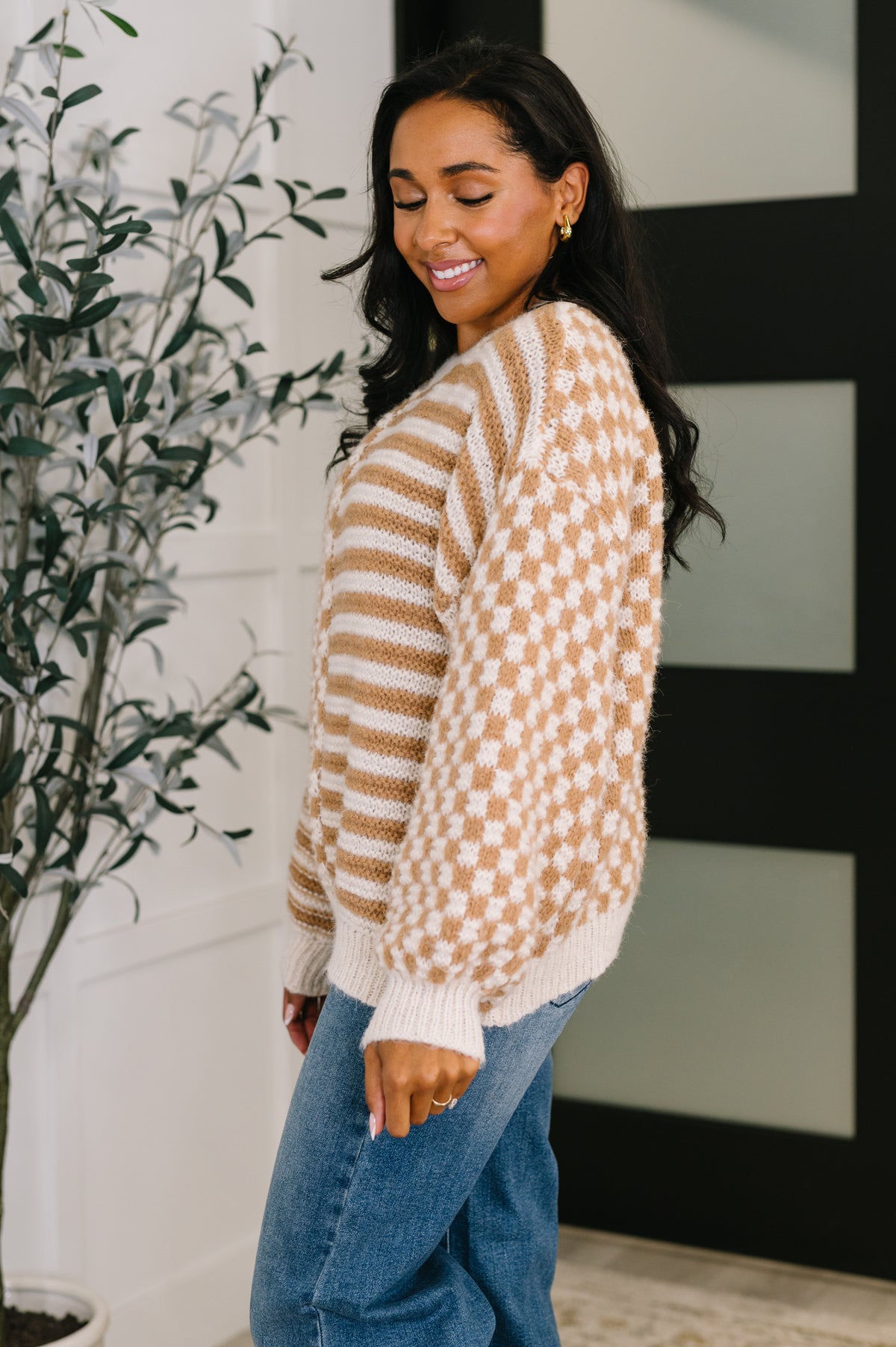 Pattern Play Oversized Pullover in Taupe - 10/14/2025
