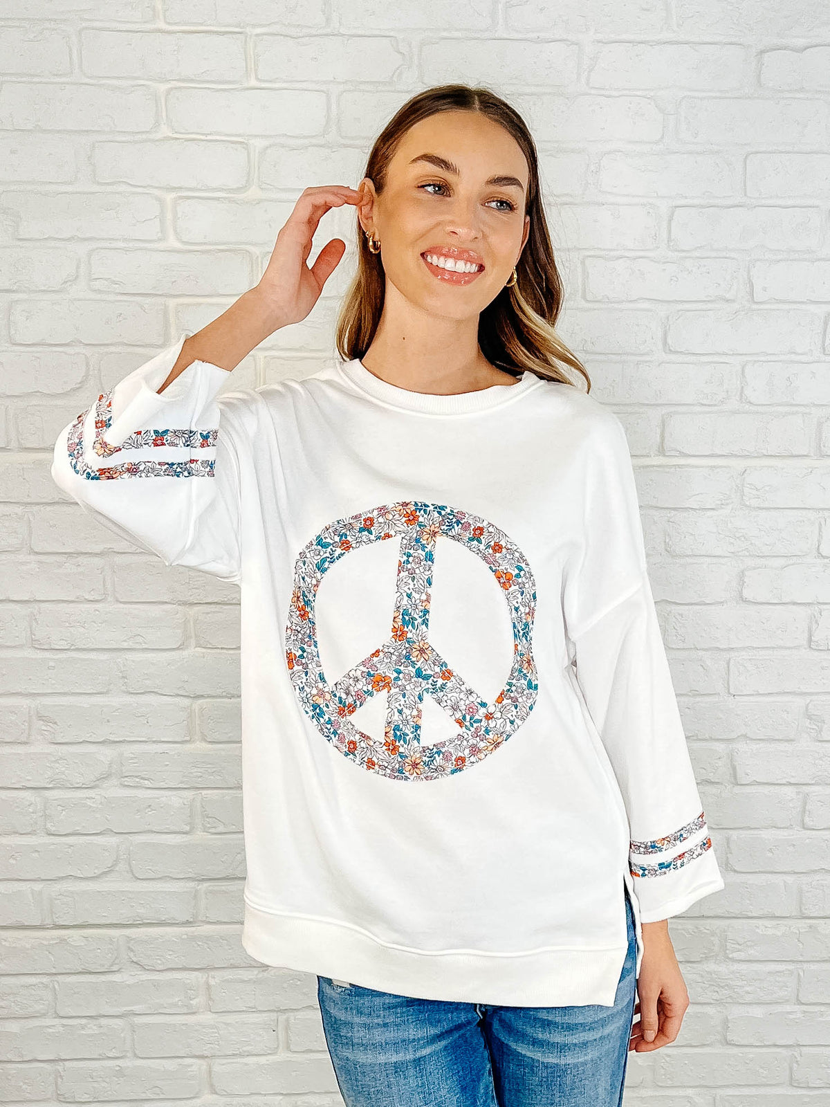 Peace, Love, and Flowers Peace Sign Top - 3/14/2025