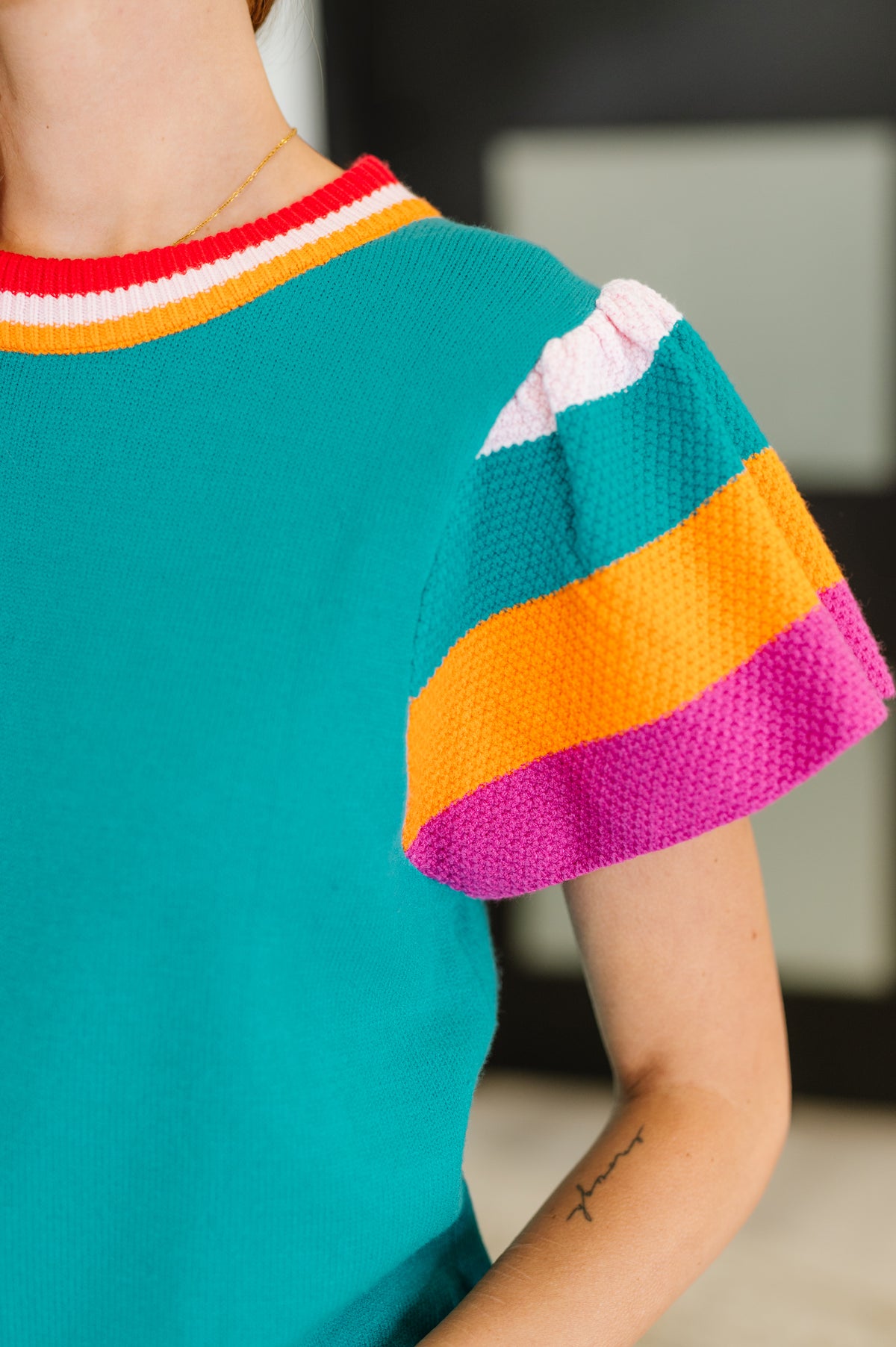 Perfect Playlist Color Block Sleeve Top - 6/6/2025 NEW