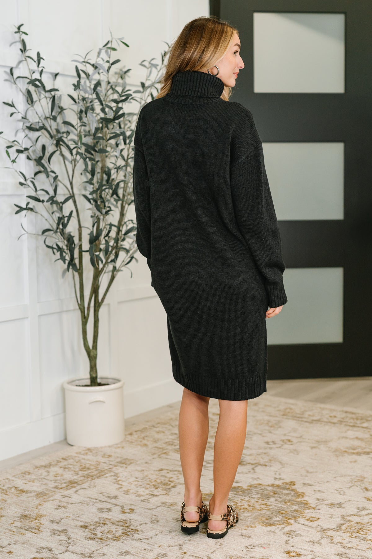 Personal Assistant Turtleneck Dress in Black - 11/5/2025