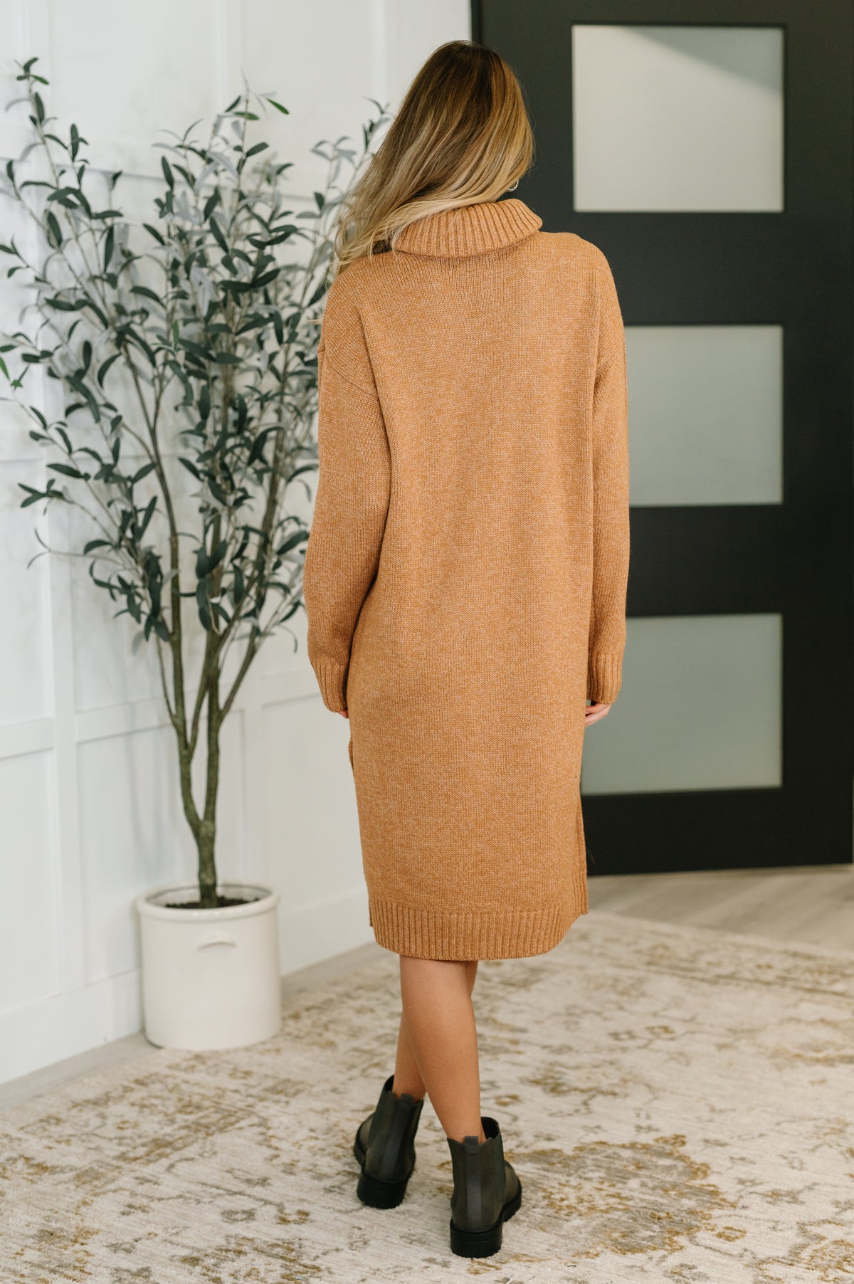 Personal Assistant Turtleneck Dress in Deep Camel - 11/5/2025