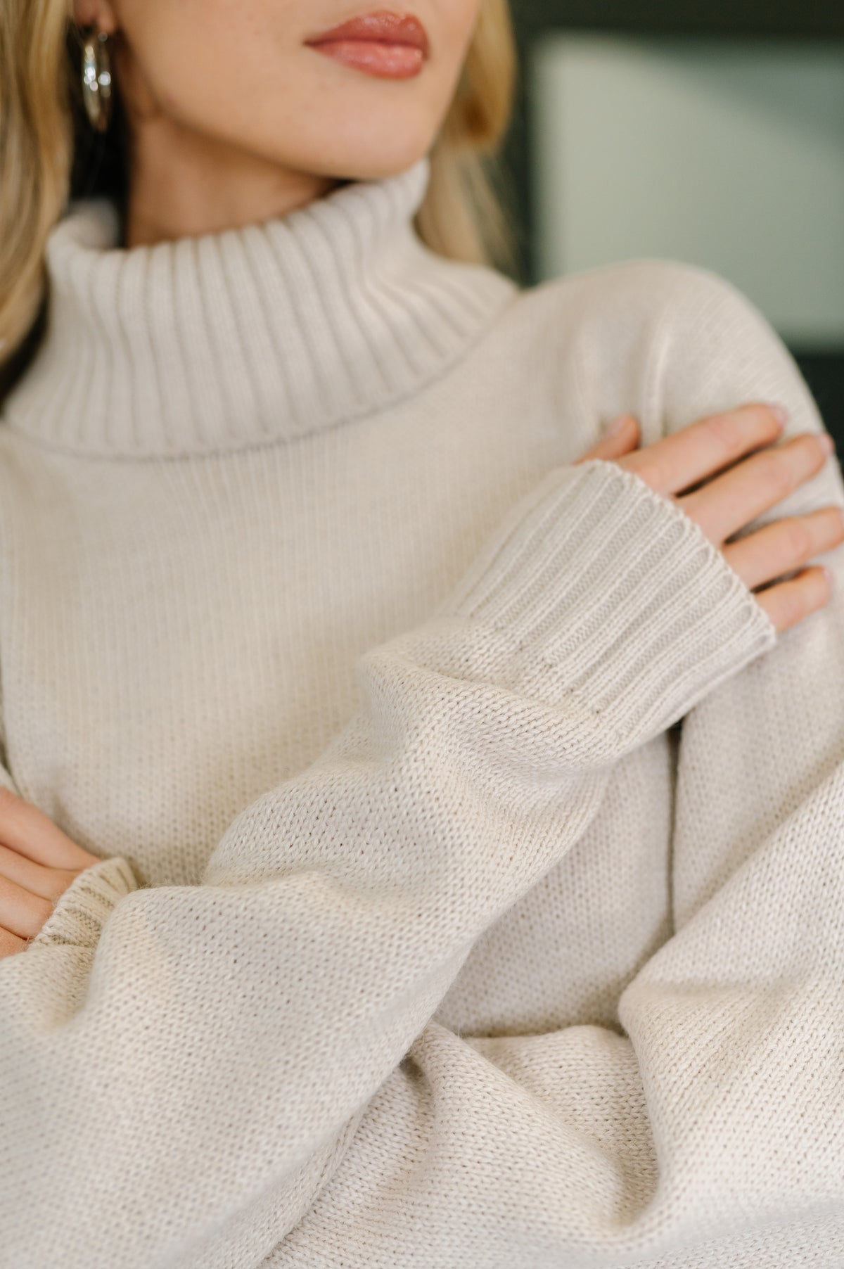 Personal Assistant Turtleneck Dress in Sand Beige - 11/5/2025