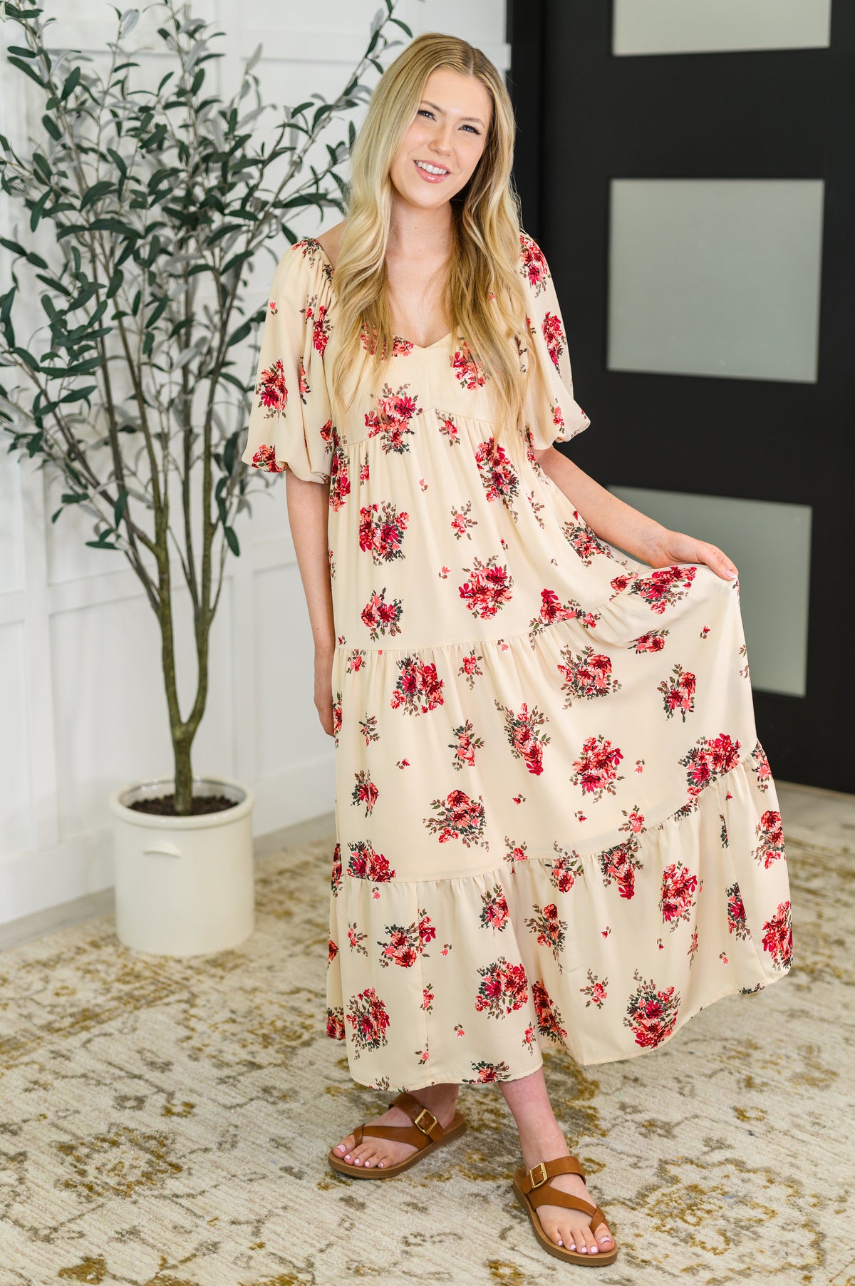 Petals & Postcards Balloon Sleeve Dress - 5/27/2025 NEW