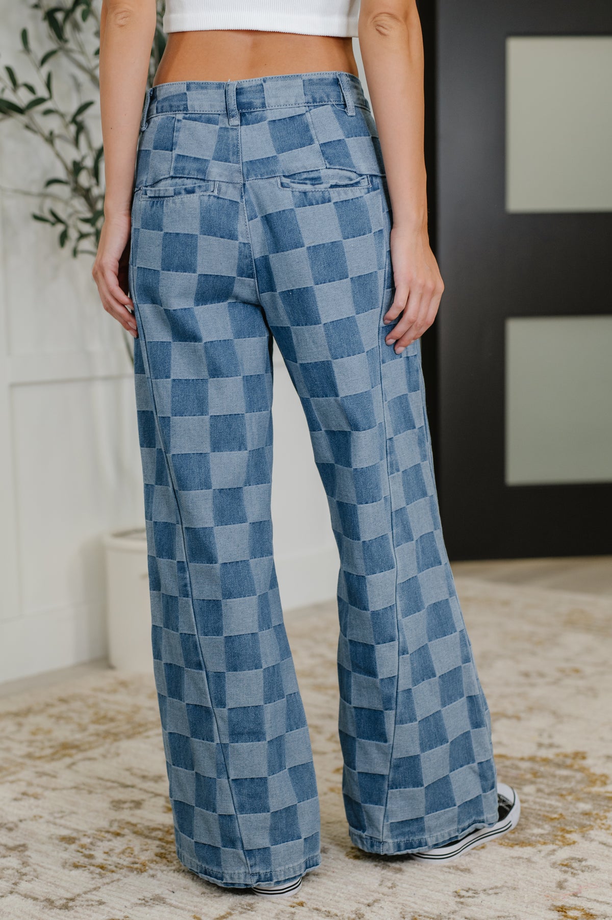 PREORDER: Please Detail Wide Leg Checkered Bottoms - Ships in 4 weeks