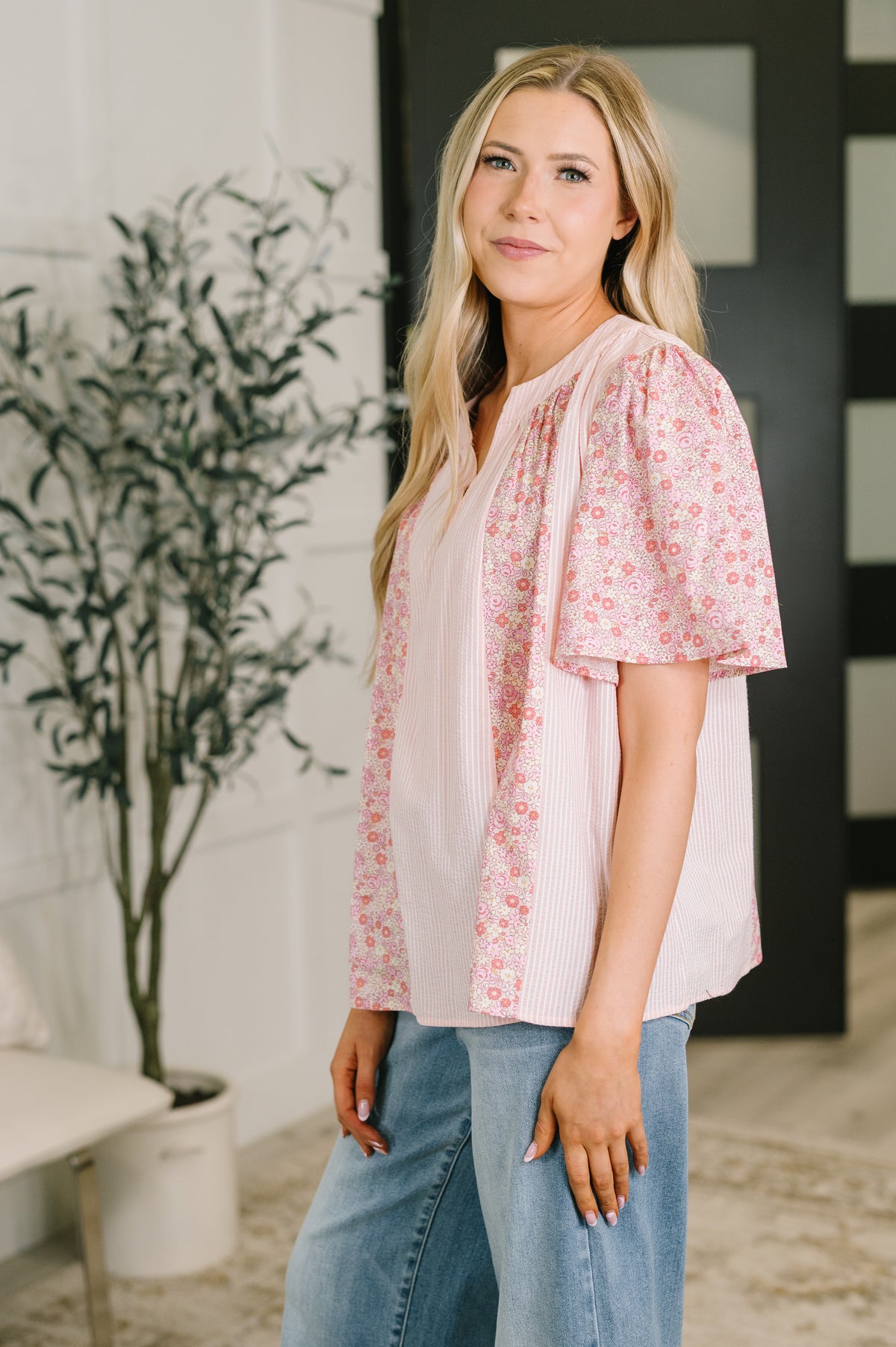 Pretty Prime Bell Sleeve Color Block Blouse - 7/31/2026
