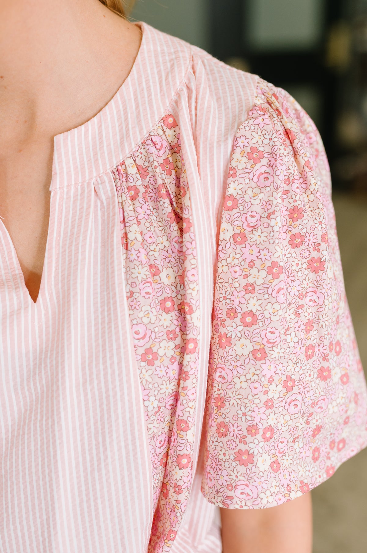 Pretty Prime Bell Sleeve Color Block Blouse - 7/31/2026