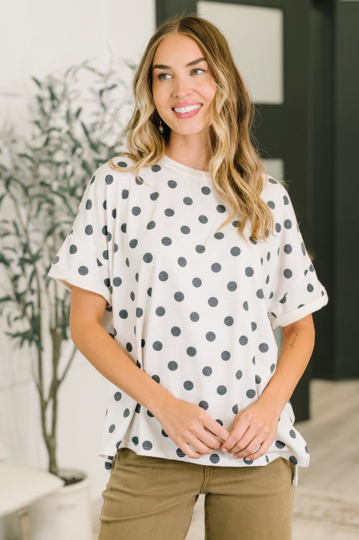 Pretty in Polka Oversized Drop Shoulder Tee - 7/7/2026