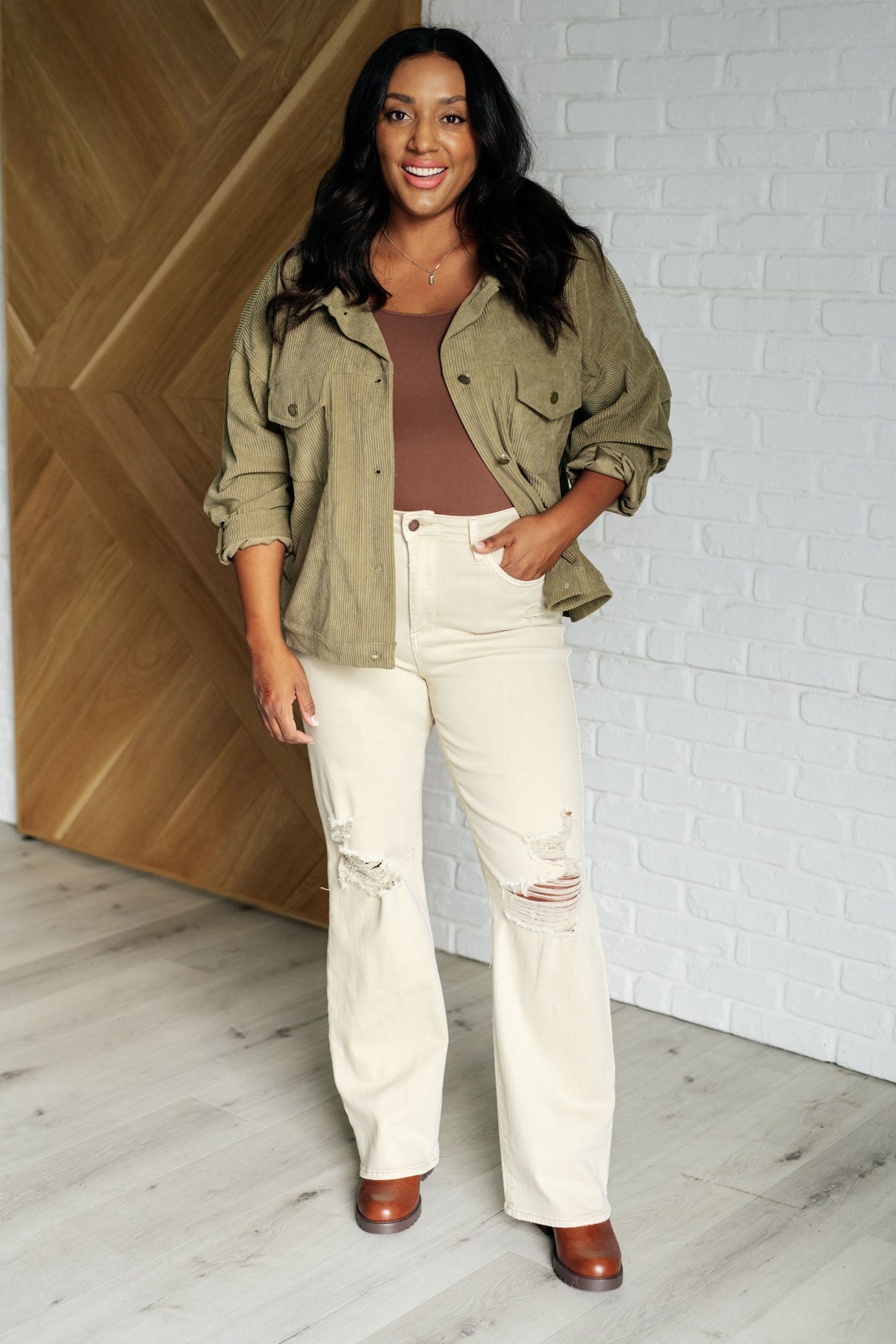 Primrose Corduroy Jacket in Olive - 9/11/2025