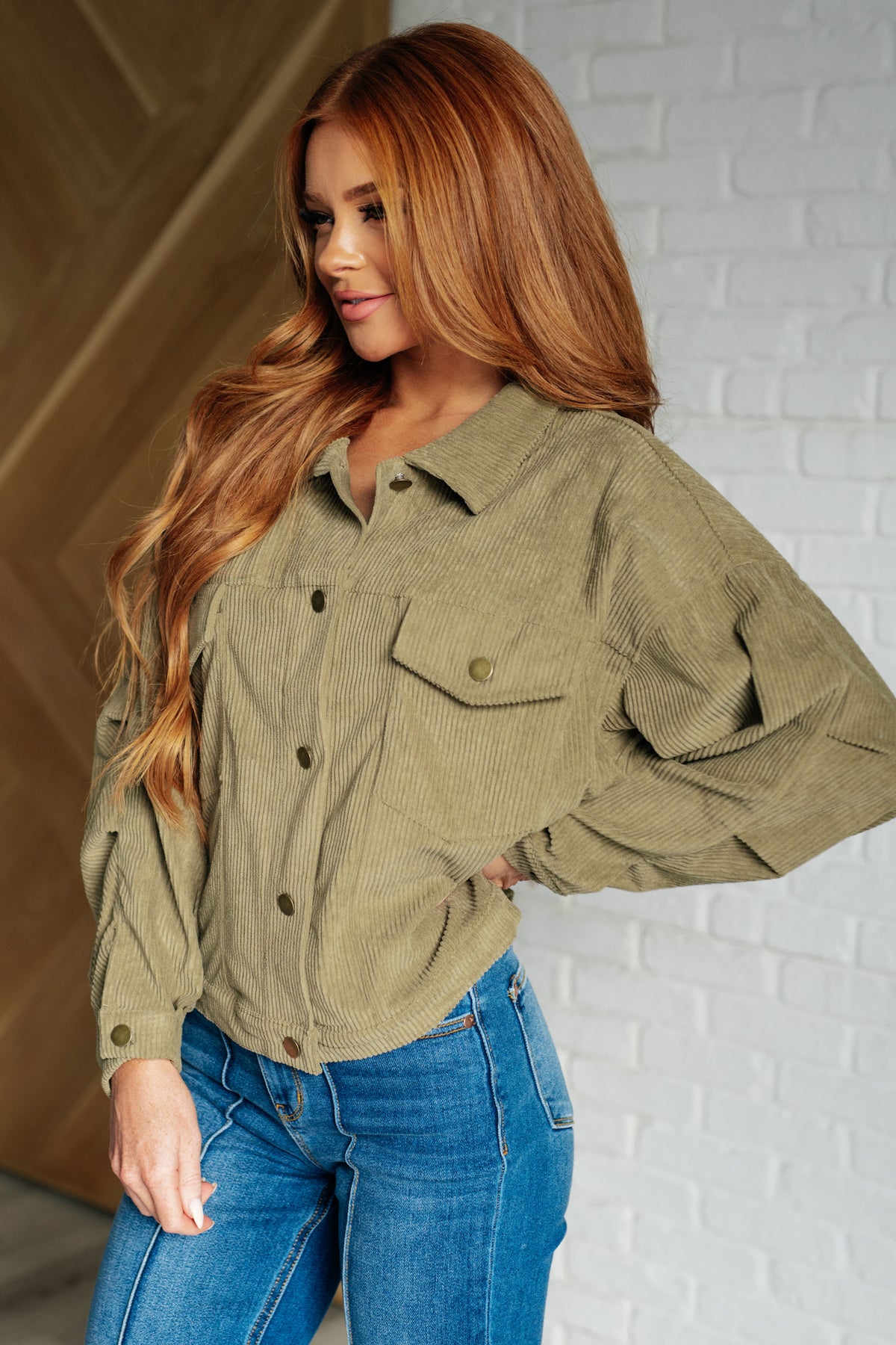 Primrose Corduroy Jacket in Olive - 9/11/2025
