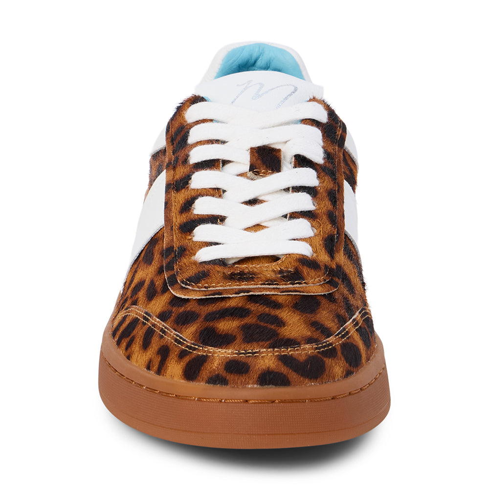 Quincy Low-Top Sneaker in Tan Leopard