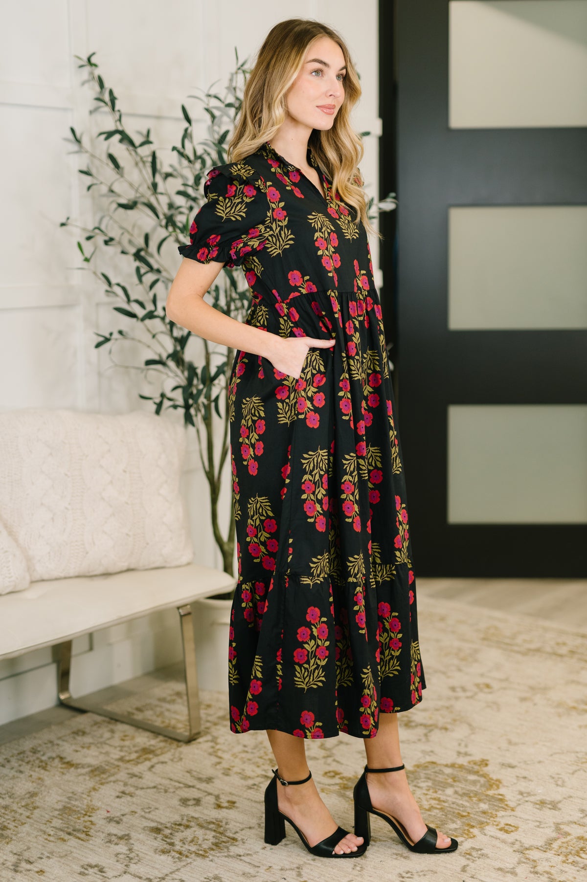 Quiet Life Notch Neck Tiered Dress in Black - 3/10/2026