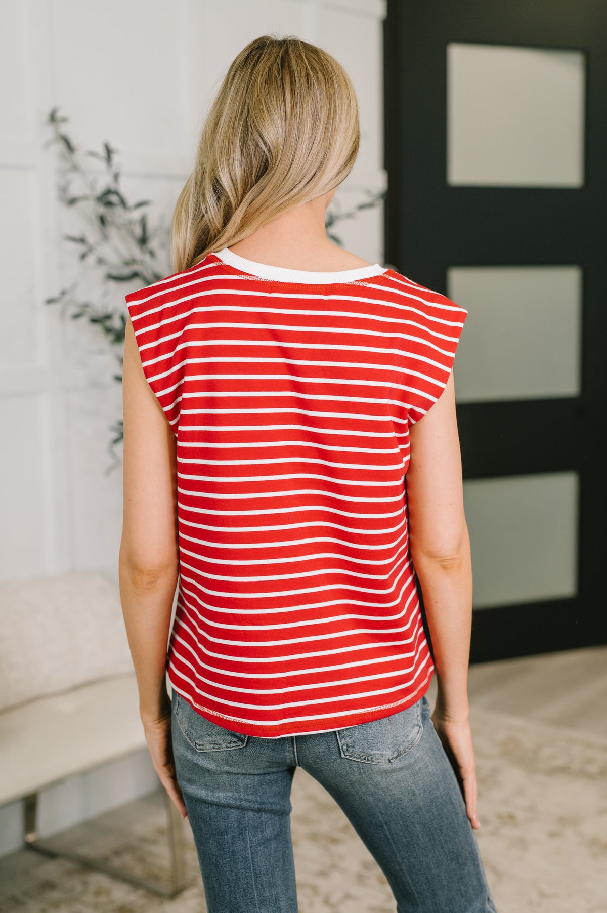 Quite Intimately Striped Muscle Tee in Red - 6/5/2026