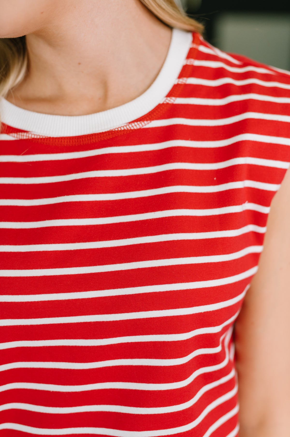 Quite Intimately Striped Muscle Tee in Red - 6/5/2026