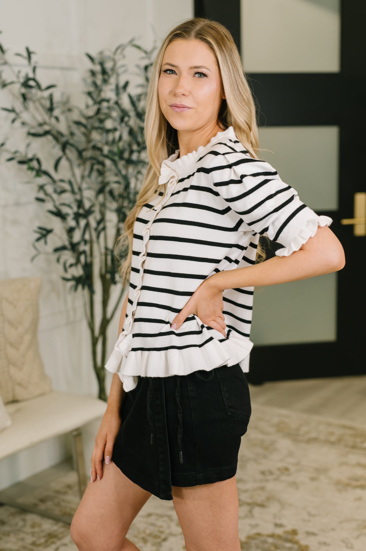 Rational Ruffle Textured Knit Blouse - 9/15/2026