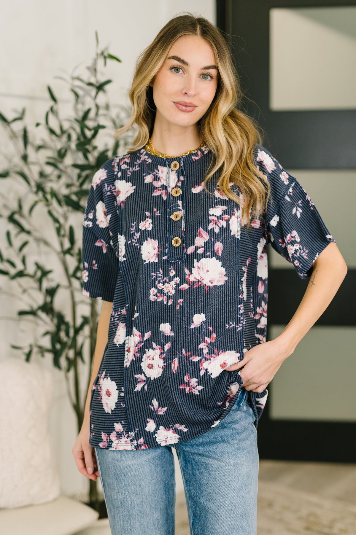 Really Simple Floral Henley Top- 3/3/2026