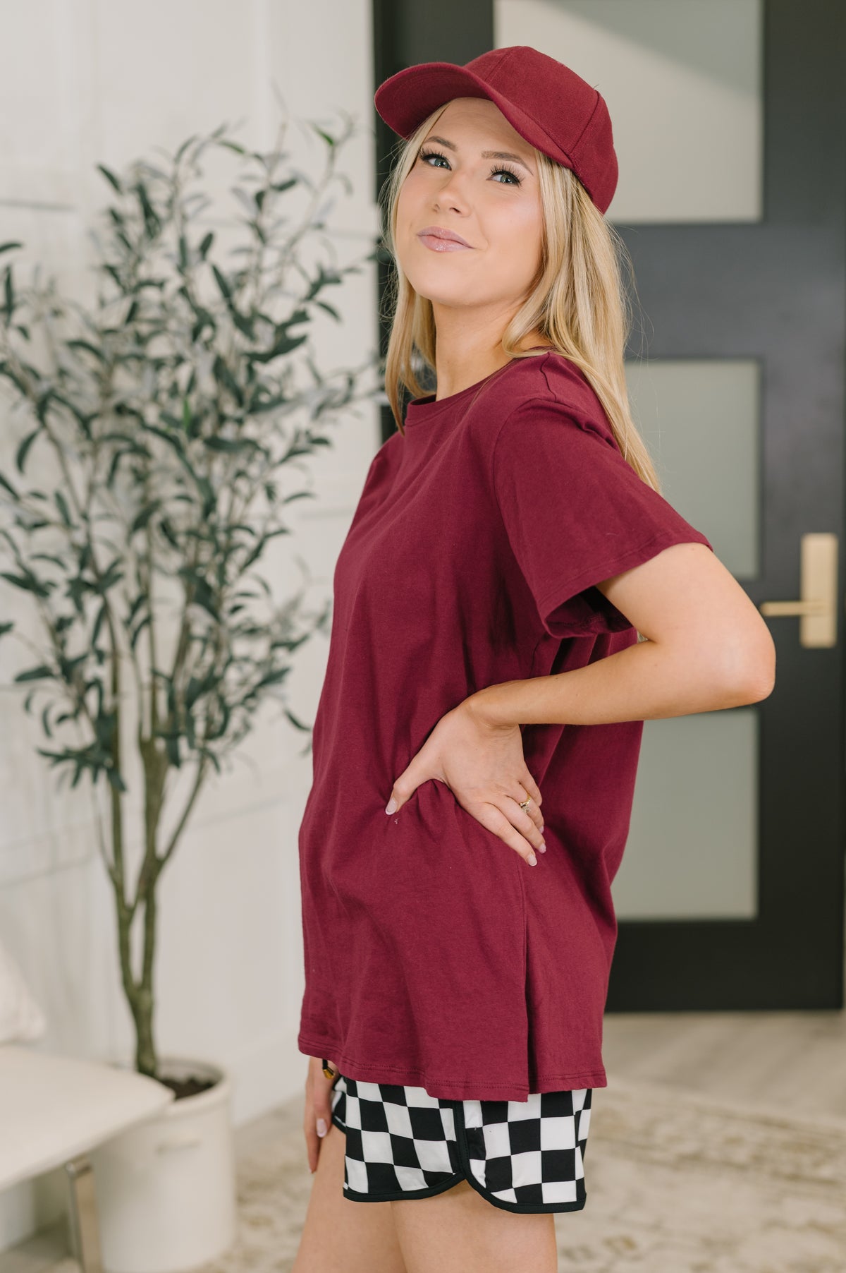 Rest Assured Basic Relaxed Tee in Cabernet - 6/17/2026