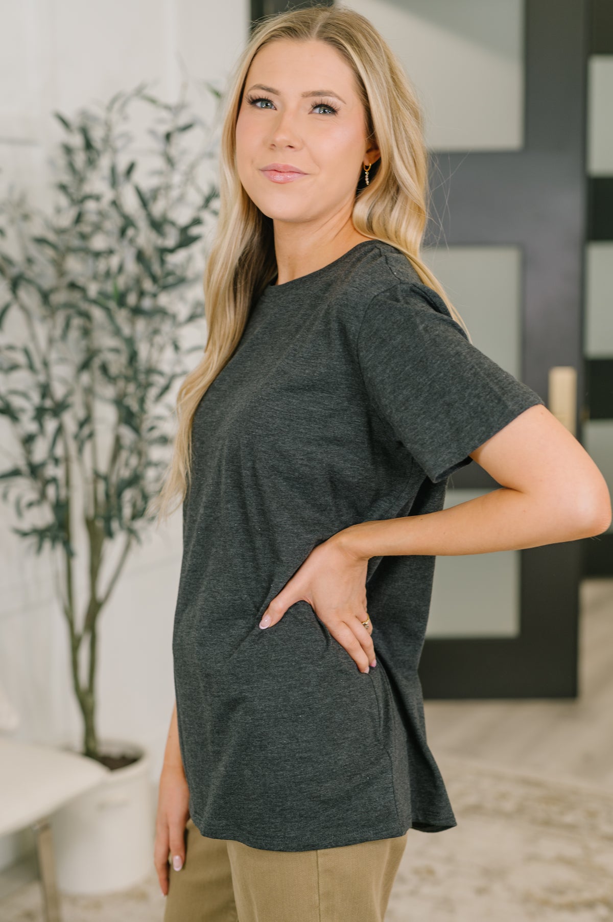 Rest Assured Basic Relaxed Tee in Charcoal - 6/17/2026