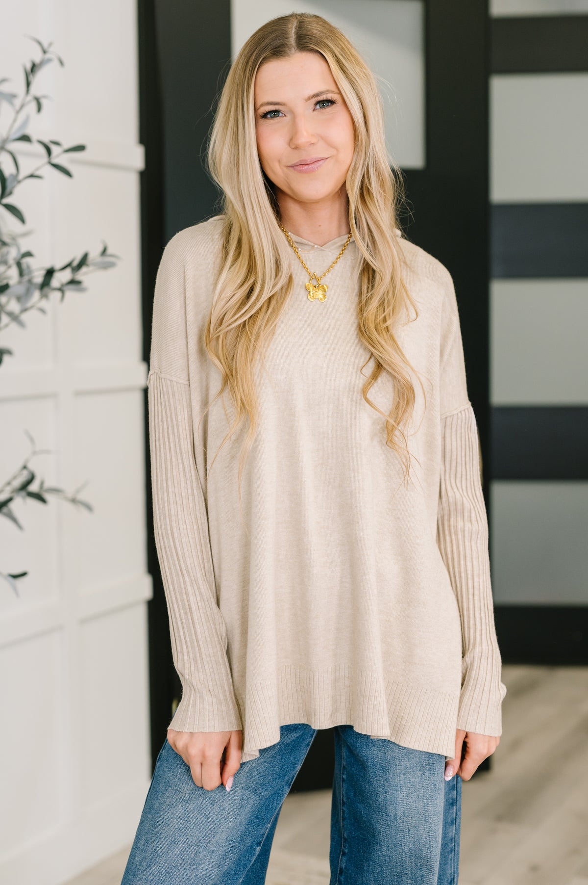 Running Late Hooded Long Sleeve in Beige - 10/29/2025