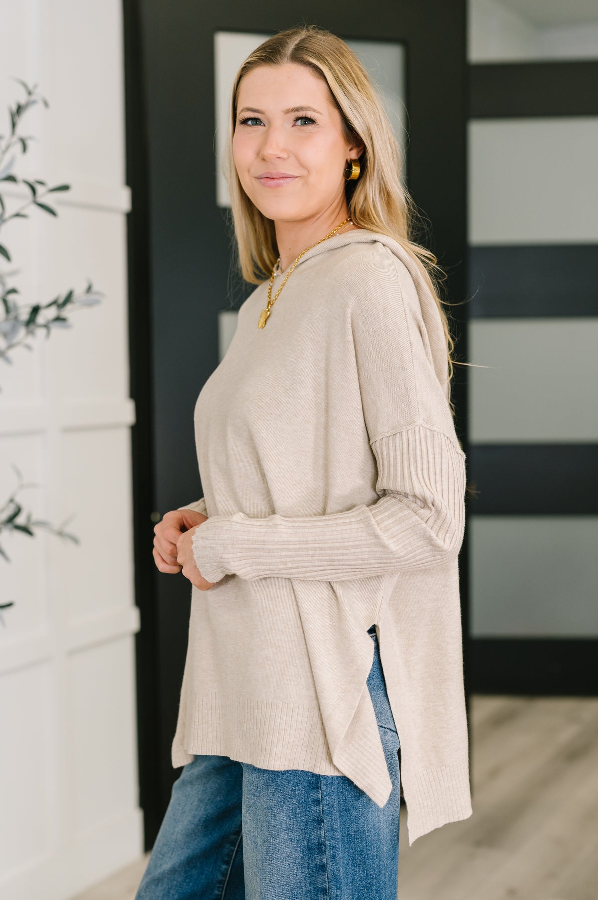 Running Late Hooded Long Sleeve in Beige - 10/29/2025