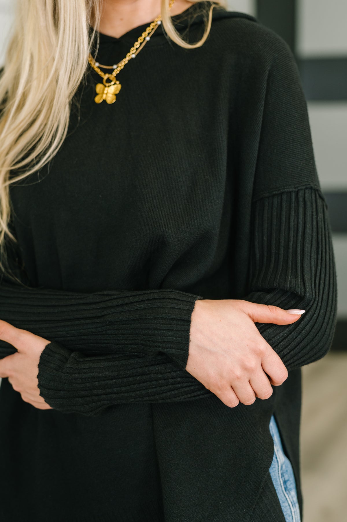 Running Late Hooded Long Sleeve in Black - 10/29/2025