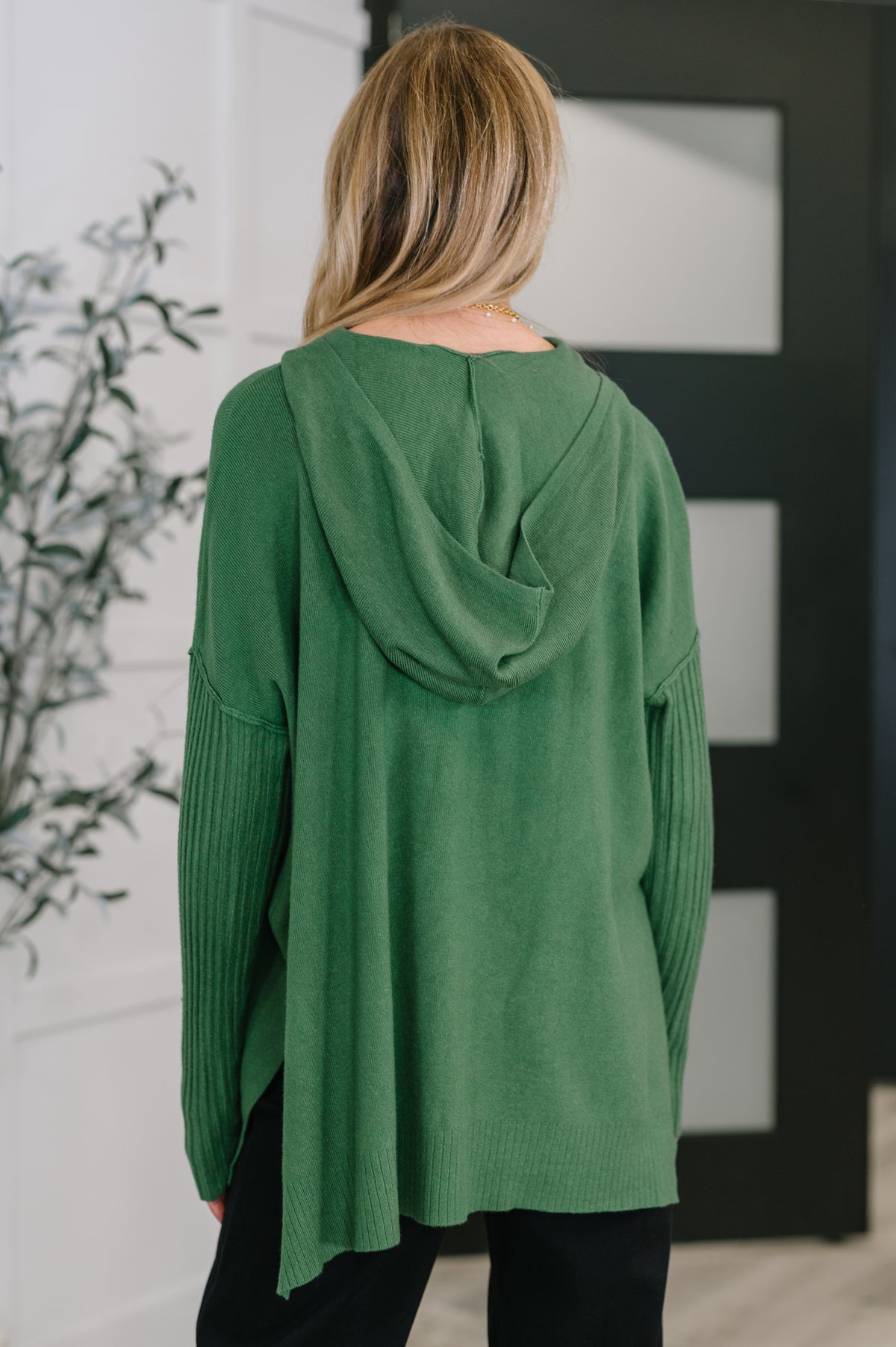 Running Late Hooded Long Sleeve in Dark Green - 10/29/2025
