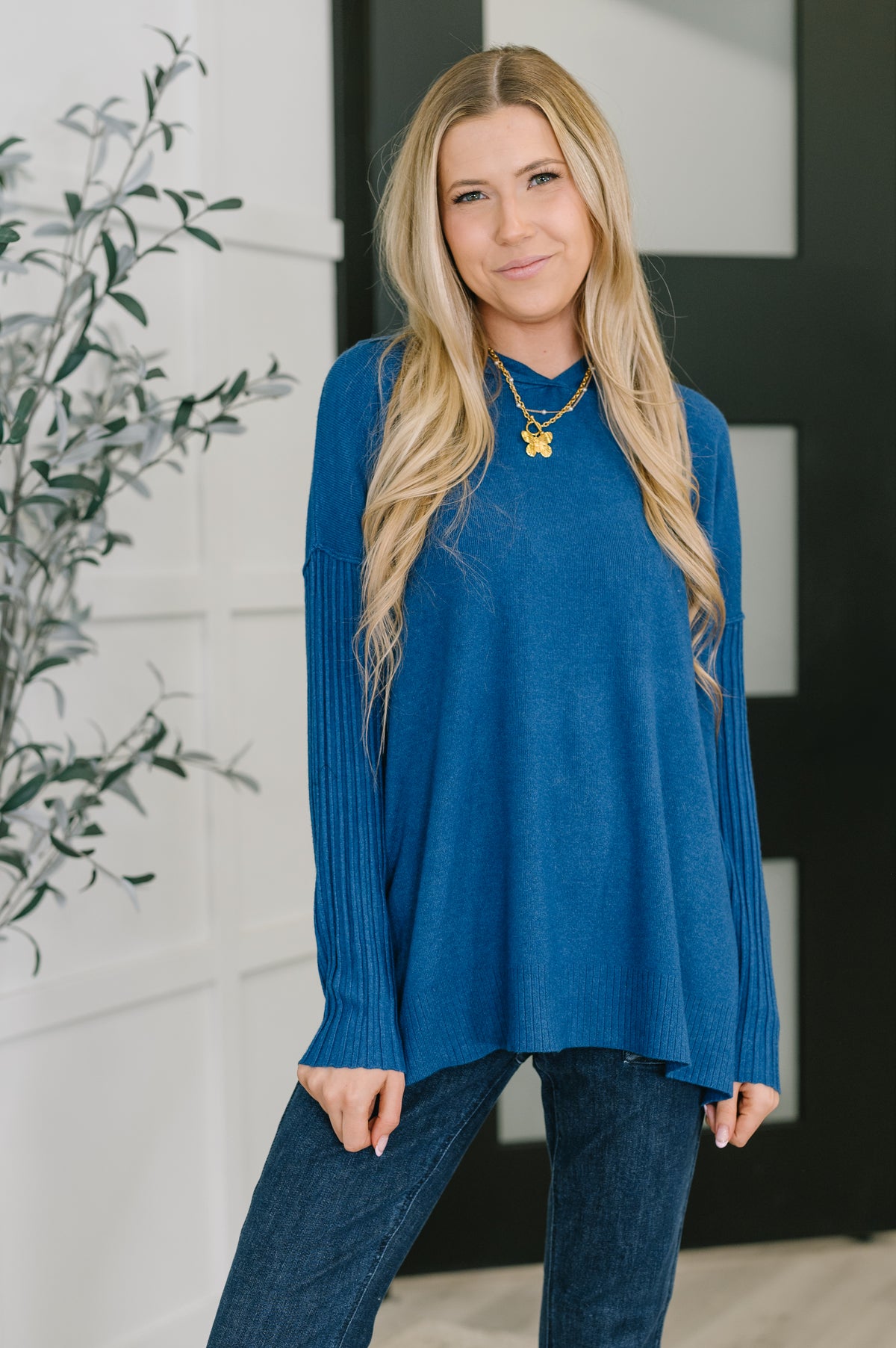 Running Late Hooded Long Sleeve in Light Navy - 10/29/2025