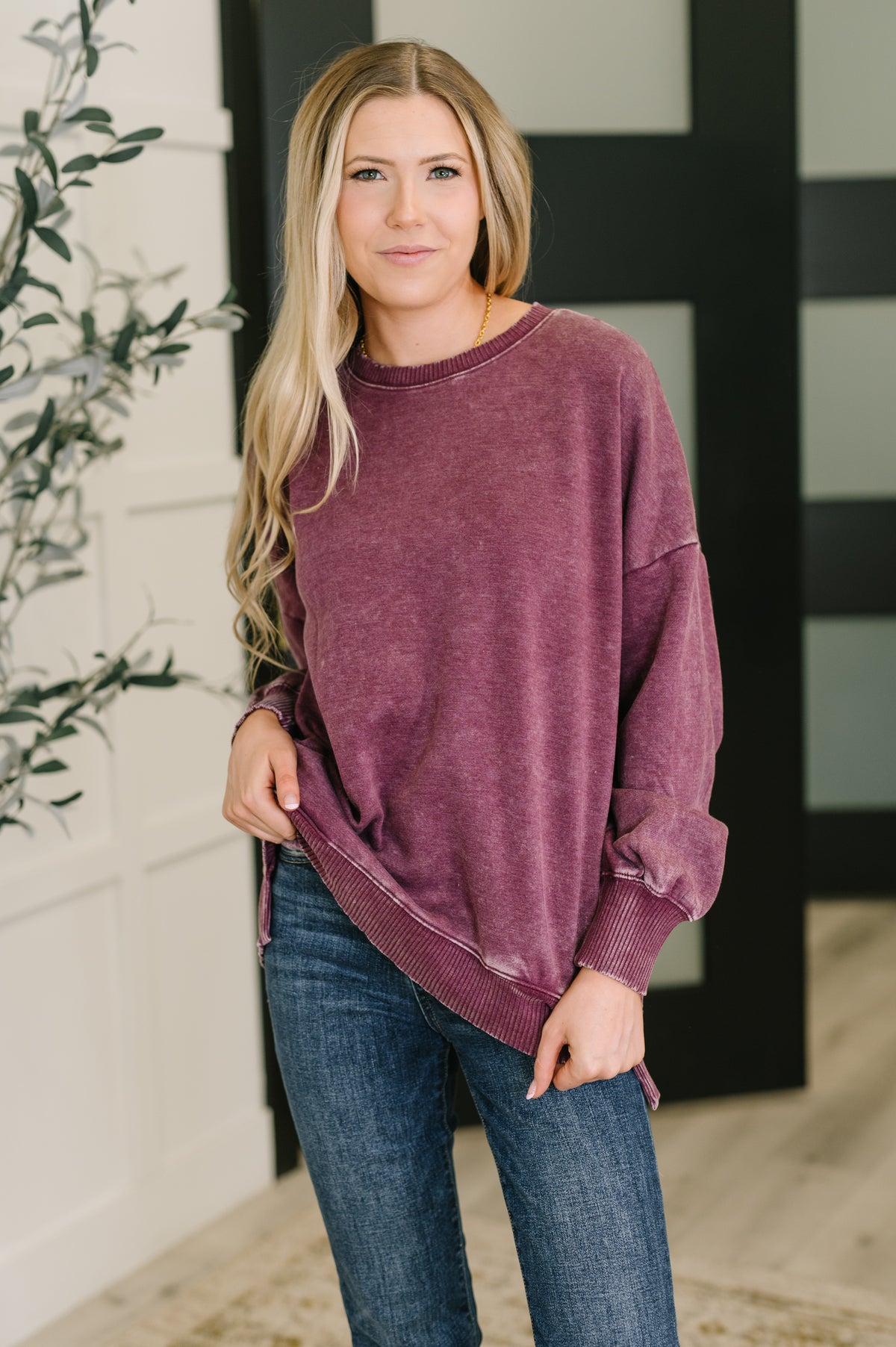 Safe and Secure Mineral Wash Pullover in Eggplant - 9/3/2025