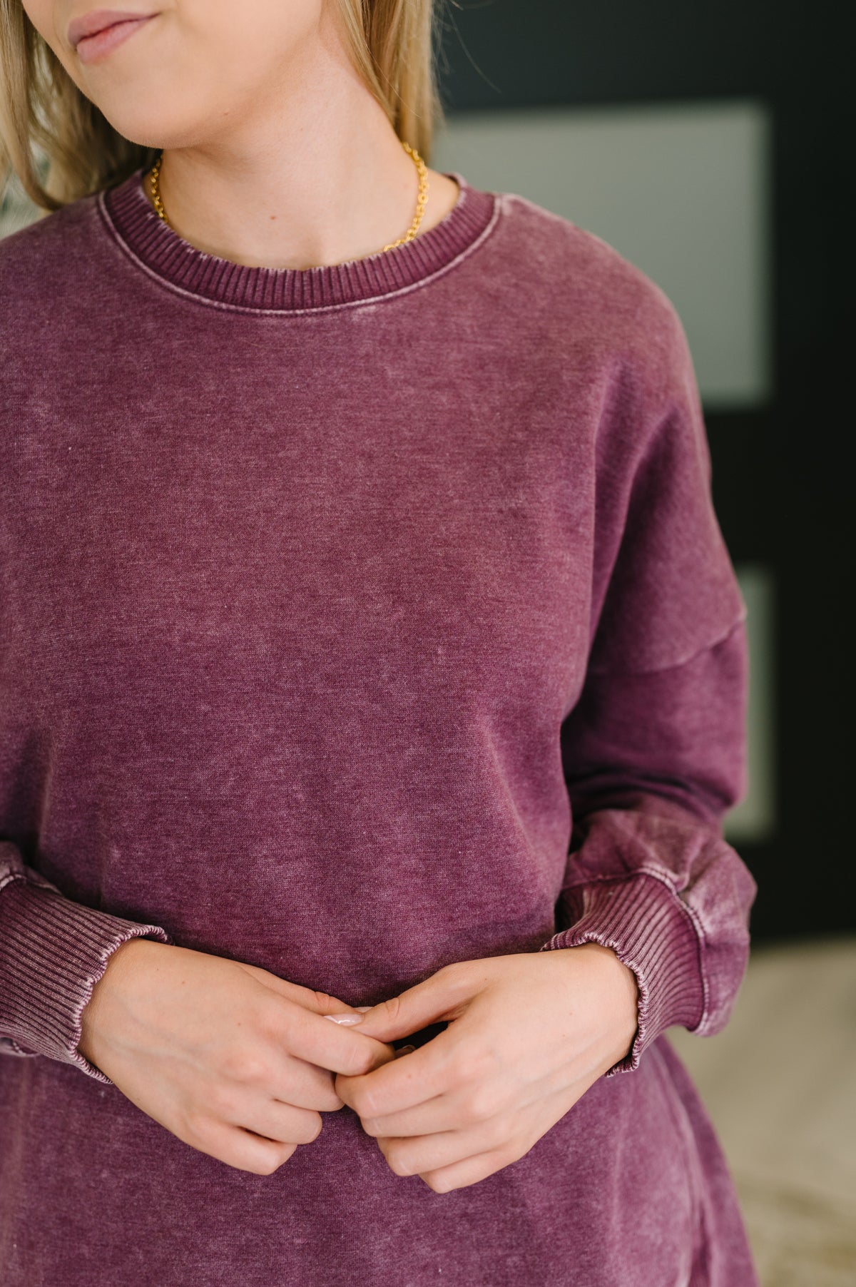 Safe and Secure Mineral Wash Pullover in Eggplant - 9/3/2025