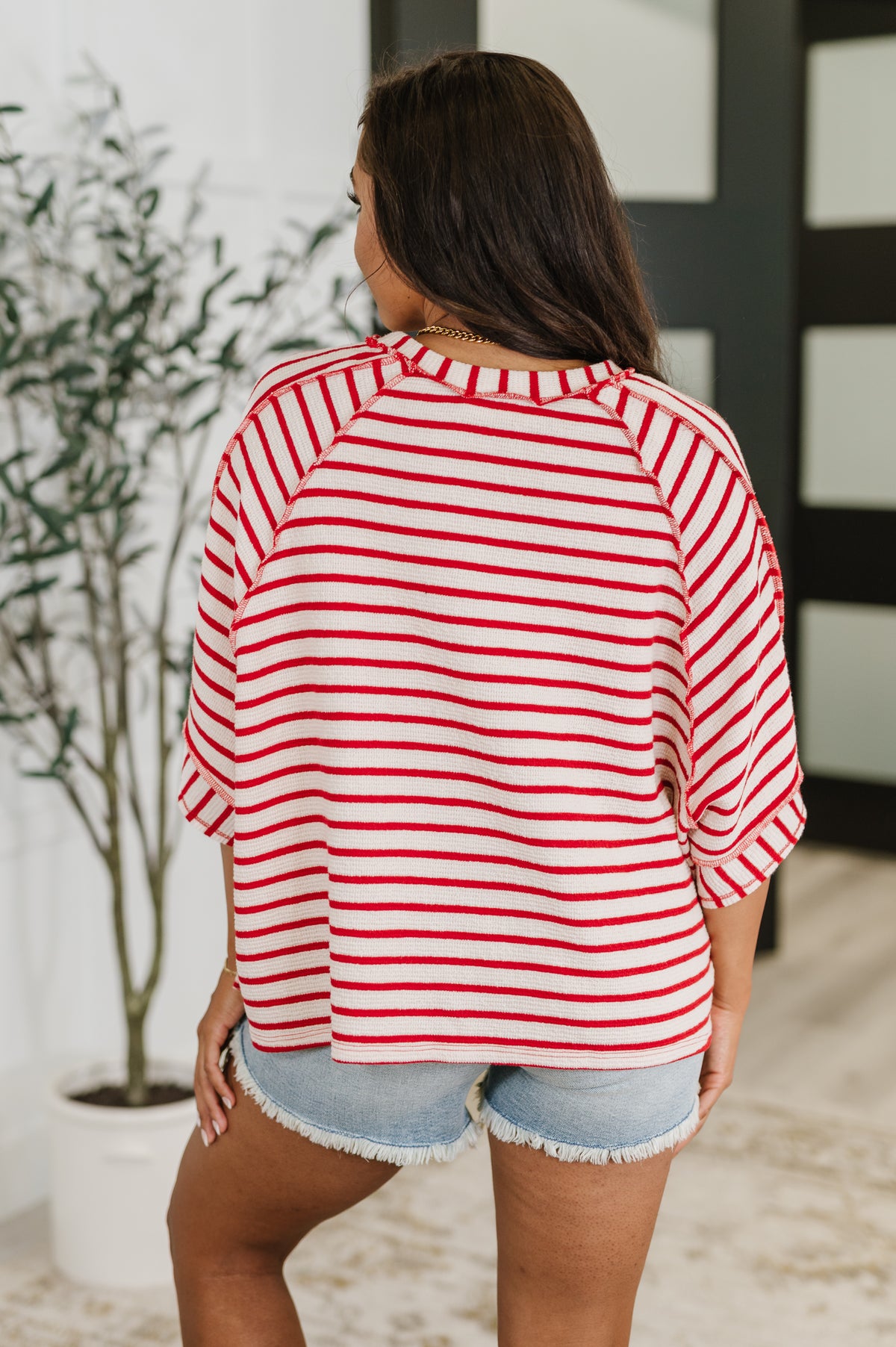 Sass in Session Relaxed Top in Cream Red - 7/1/2025 NEW