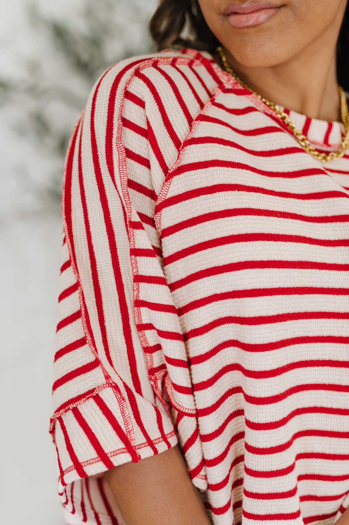 Sass in Session Relaxed Top in Cream Red - 7/1/2025 NEW
