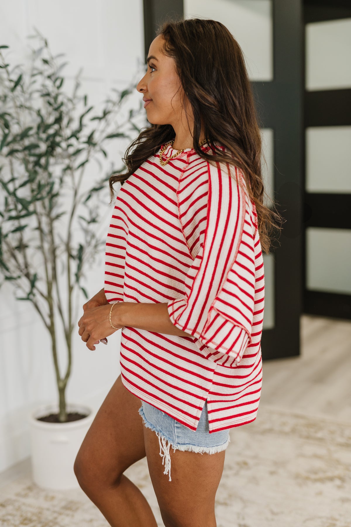 Sass in Session Relaxed Top in Cream Red - 7/1/2025 NEW