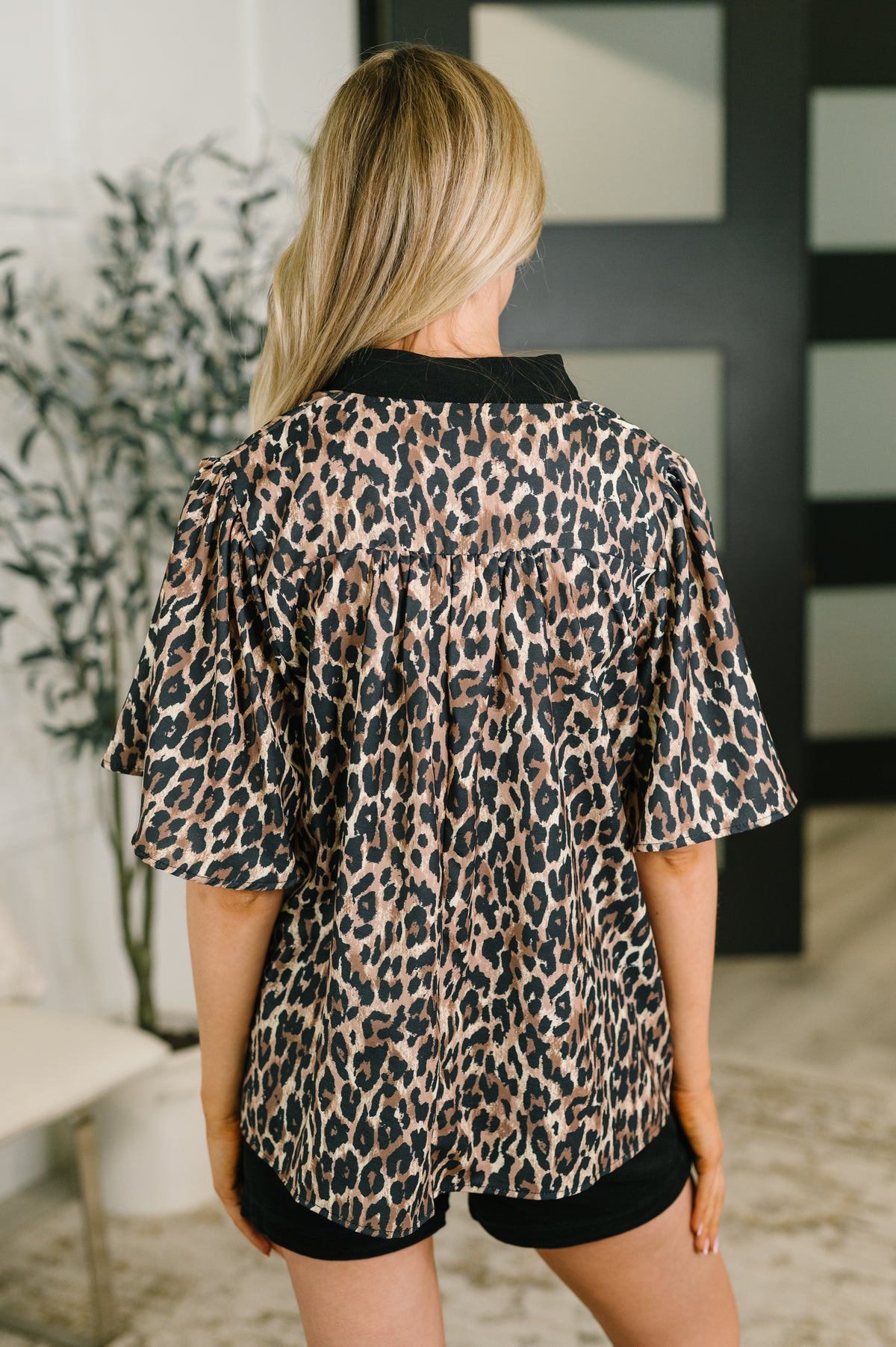 Sassy Season Split Neck Leopard Print Blouse - 8/7/2026