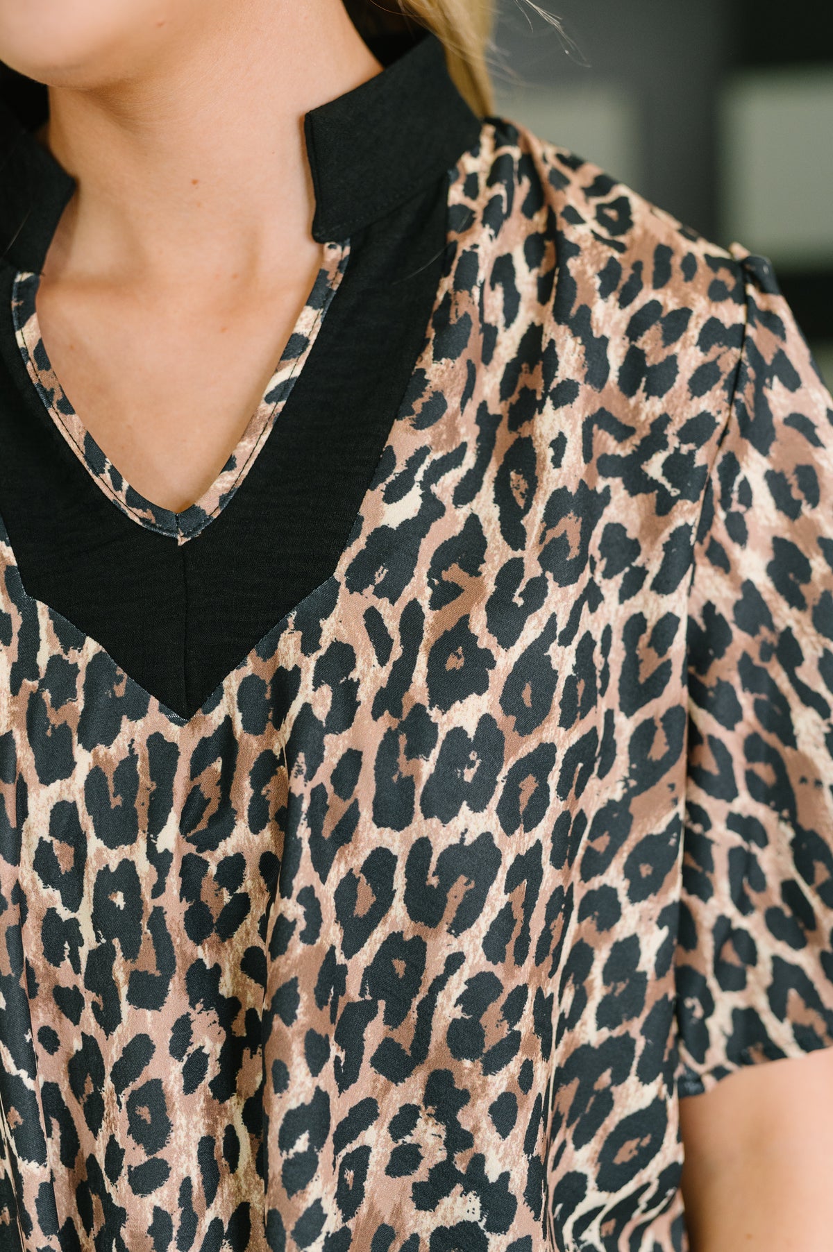 Sassy Season Split Neck Leopard Print Blouse - 8/7/2026