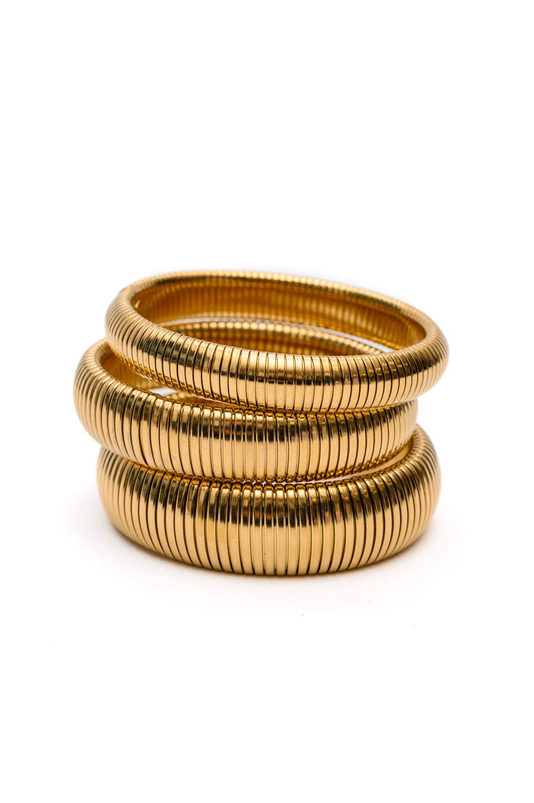 Sassy but Classy Ribbed Bangles in Gold Set of 3 - 11/29/2024