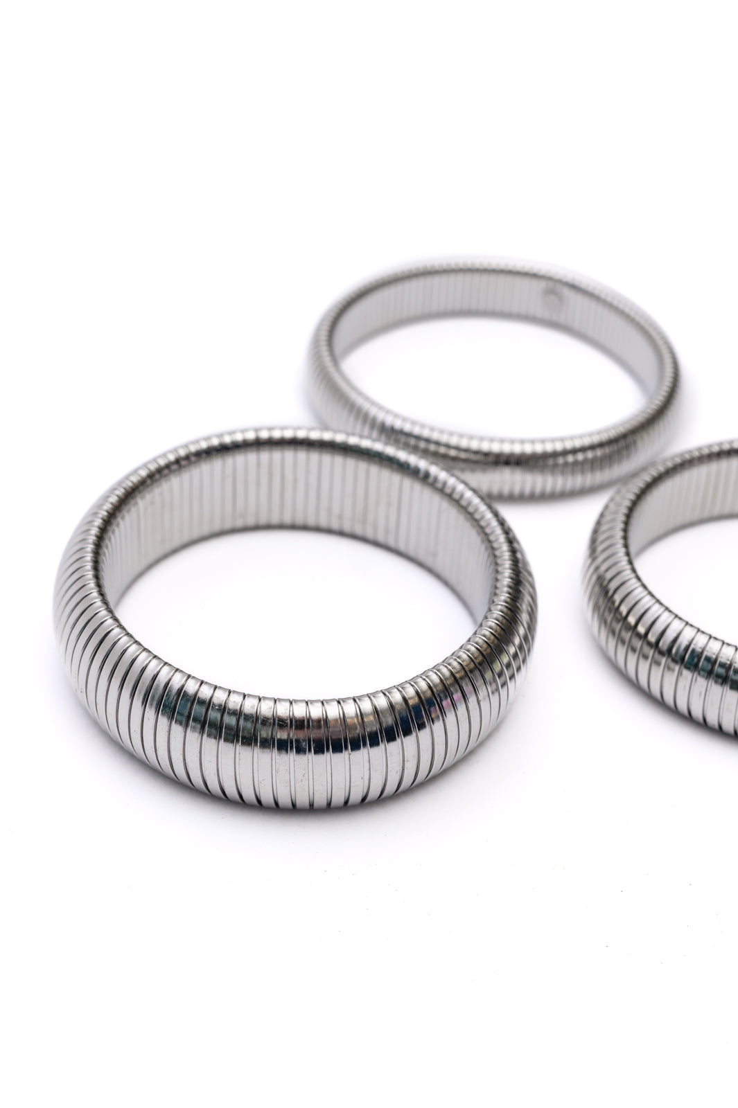 Sassy but Classy Ribbed Bangles in Silver Set of 3 - 11/29/2024