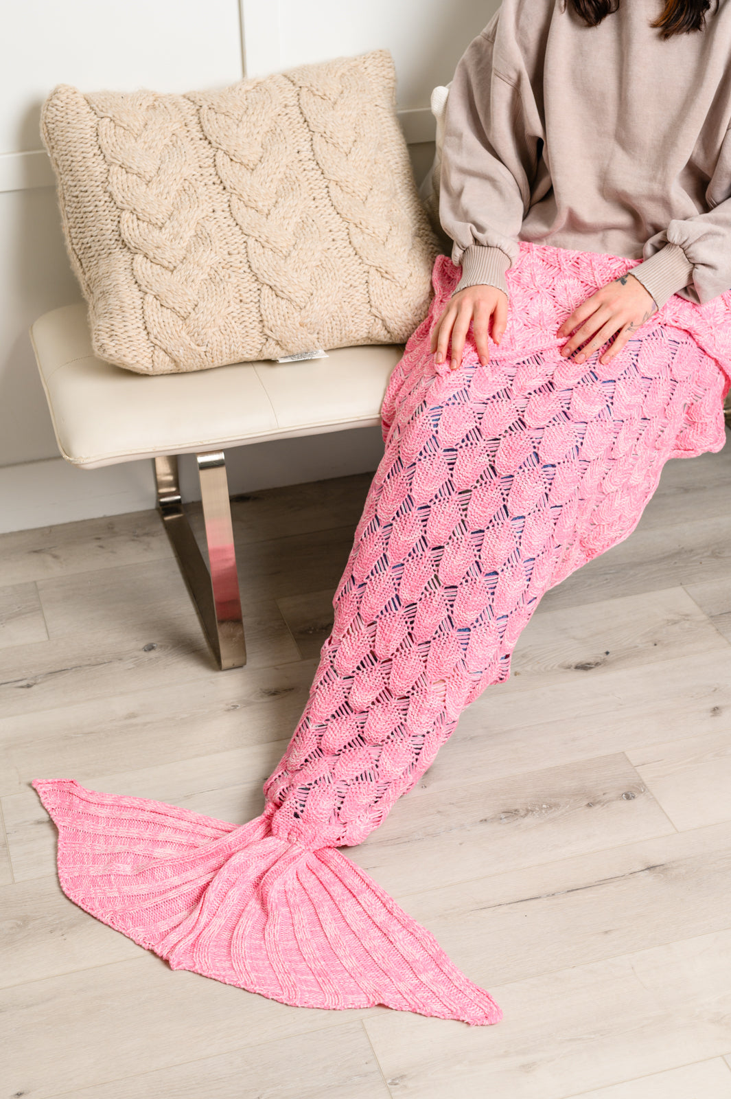 Seaside Magic Chenille Mermaid Tail In Pink - 11/24/2023