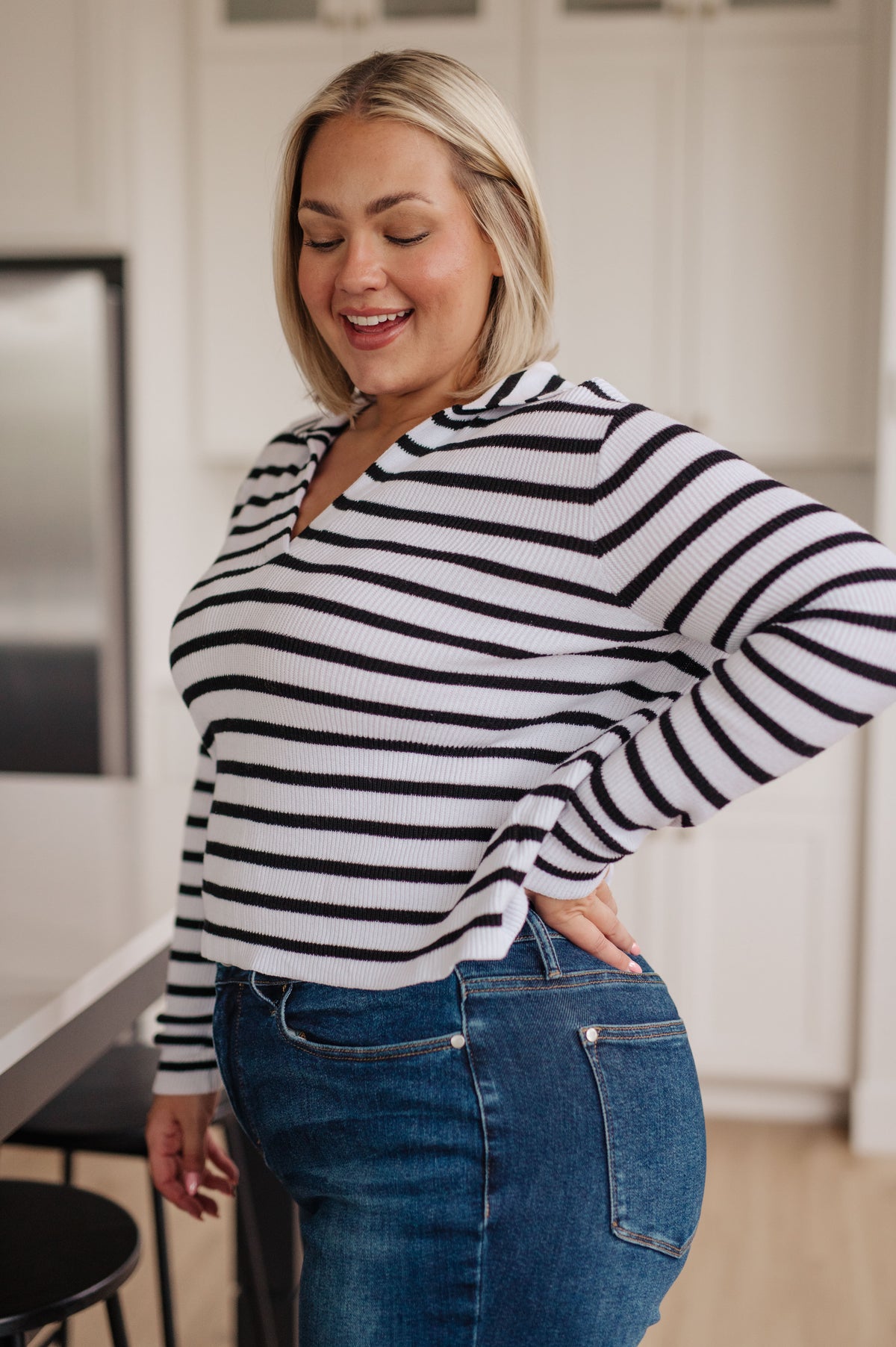 Self Improvement V-Neck Striped Sweater - 11/3/2023