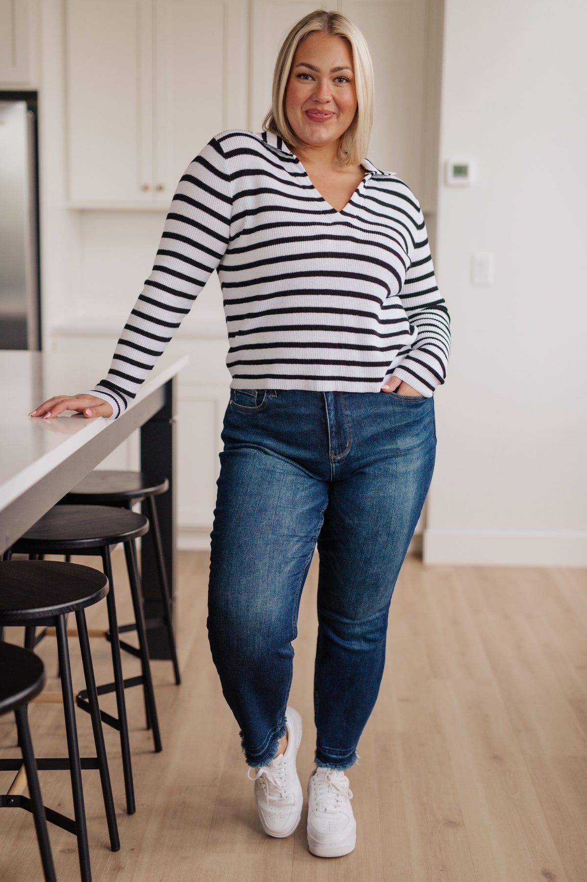 Self Improvement V-Neck Striped Sweater - 11/3/2023