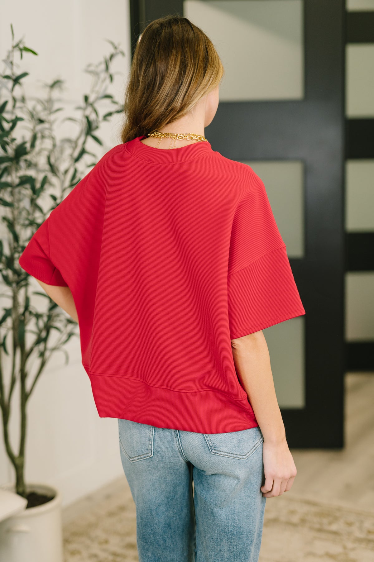 Sense of Clarity Boxy Top in Ruby- 3/4/2026