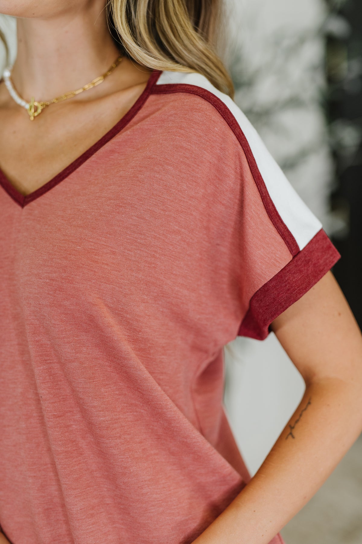 Sew Into You V-Neck Top in Light Rust - 6/24/2025