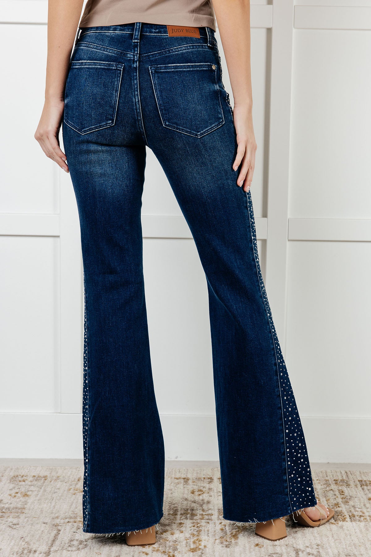 Shannon Mid Rise Rhinestone Detail Flare Jeans - 12/26/2024