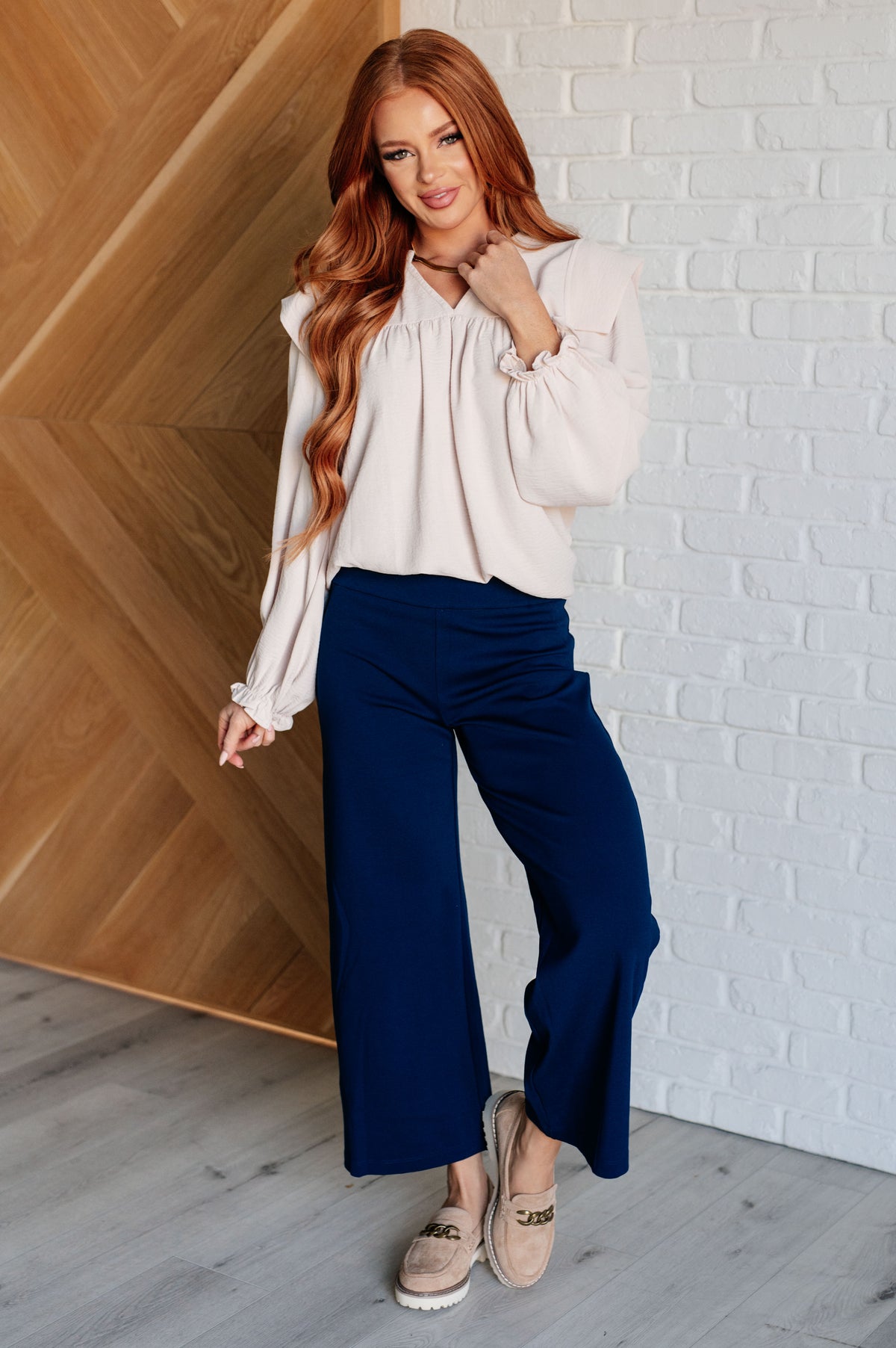 Magic Wide Leg Crop Pants in Navy - 9/12/2024