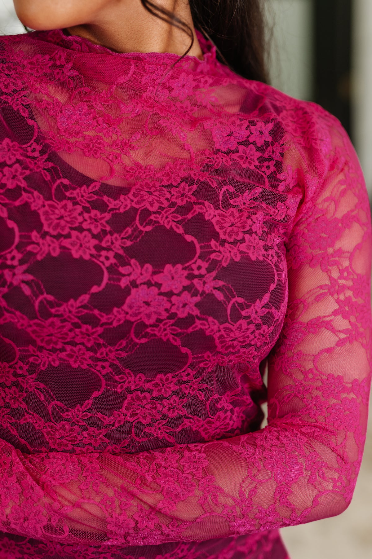 Sheer Intentions Lace Layering Top Fuchsia - 6/13/2025 NEW