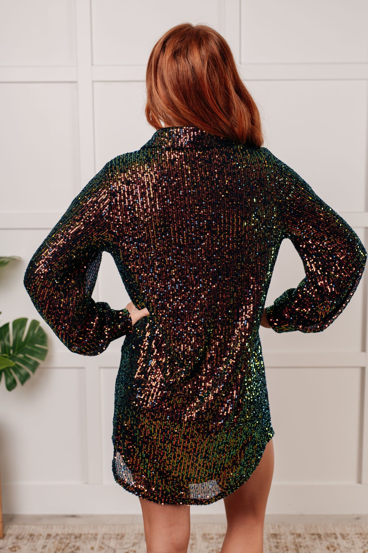 Shimmering Splendor Sequin Shirt Dress - 11/7/2024