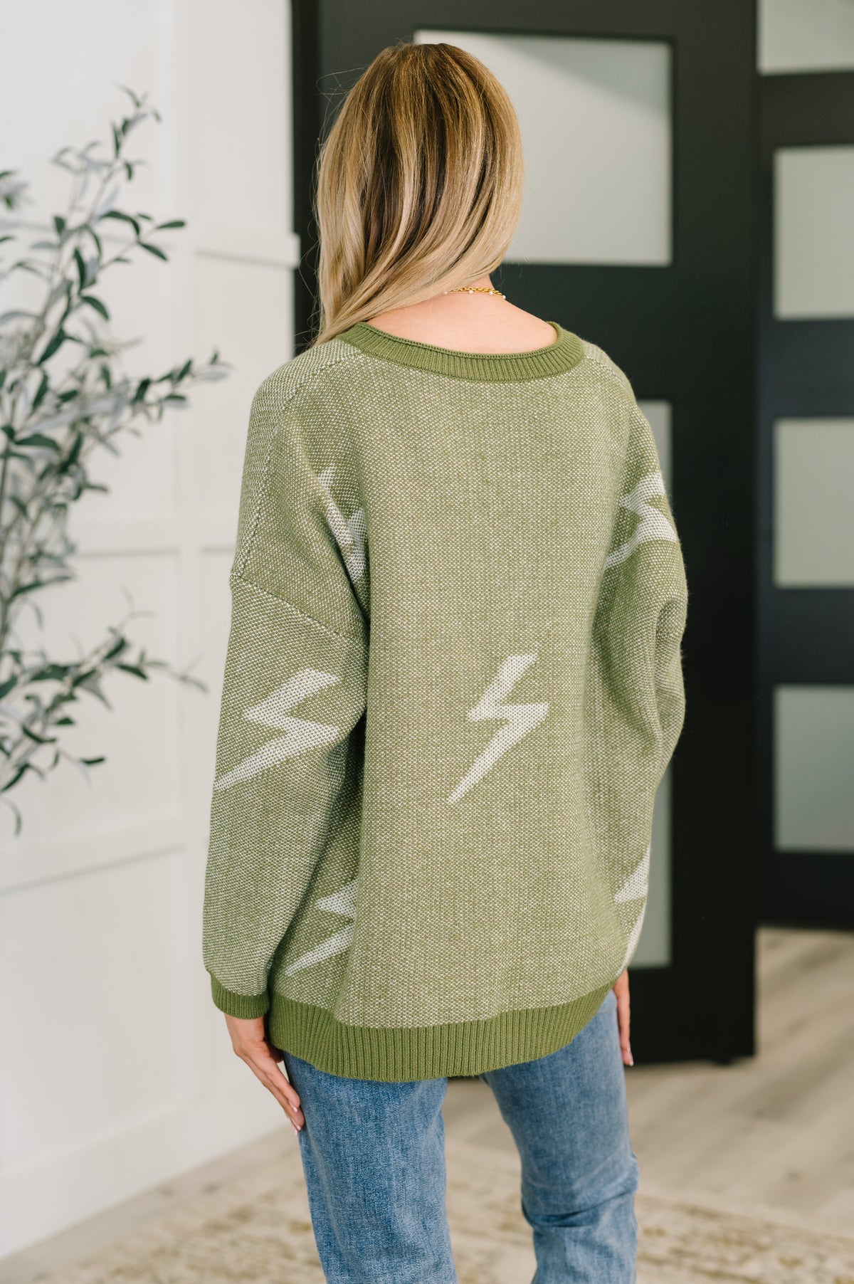 Shock Value V-Neck Sweater in Olive - 10/31/2025