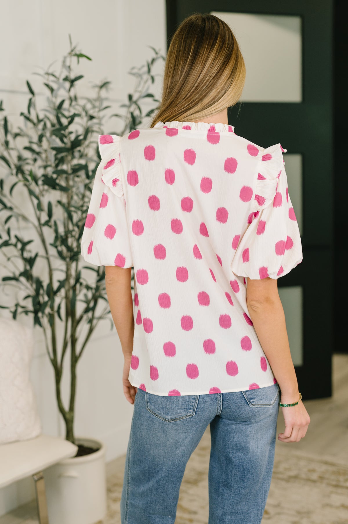 Shopping Spree Notched Neck Puff Sleeve Blouse - 1/30/2026