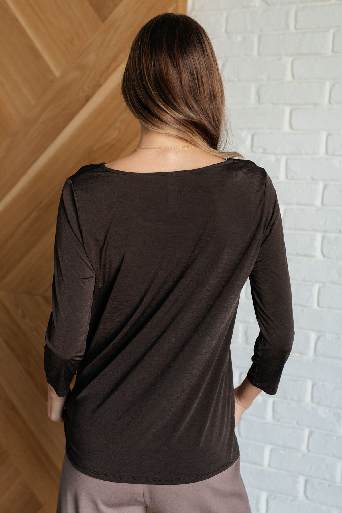 Signature Classic Round Neck Top in Chocolate - 10/3/2024